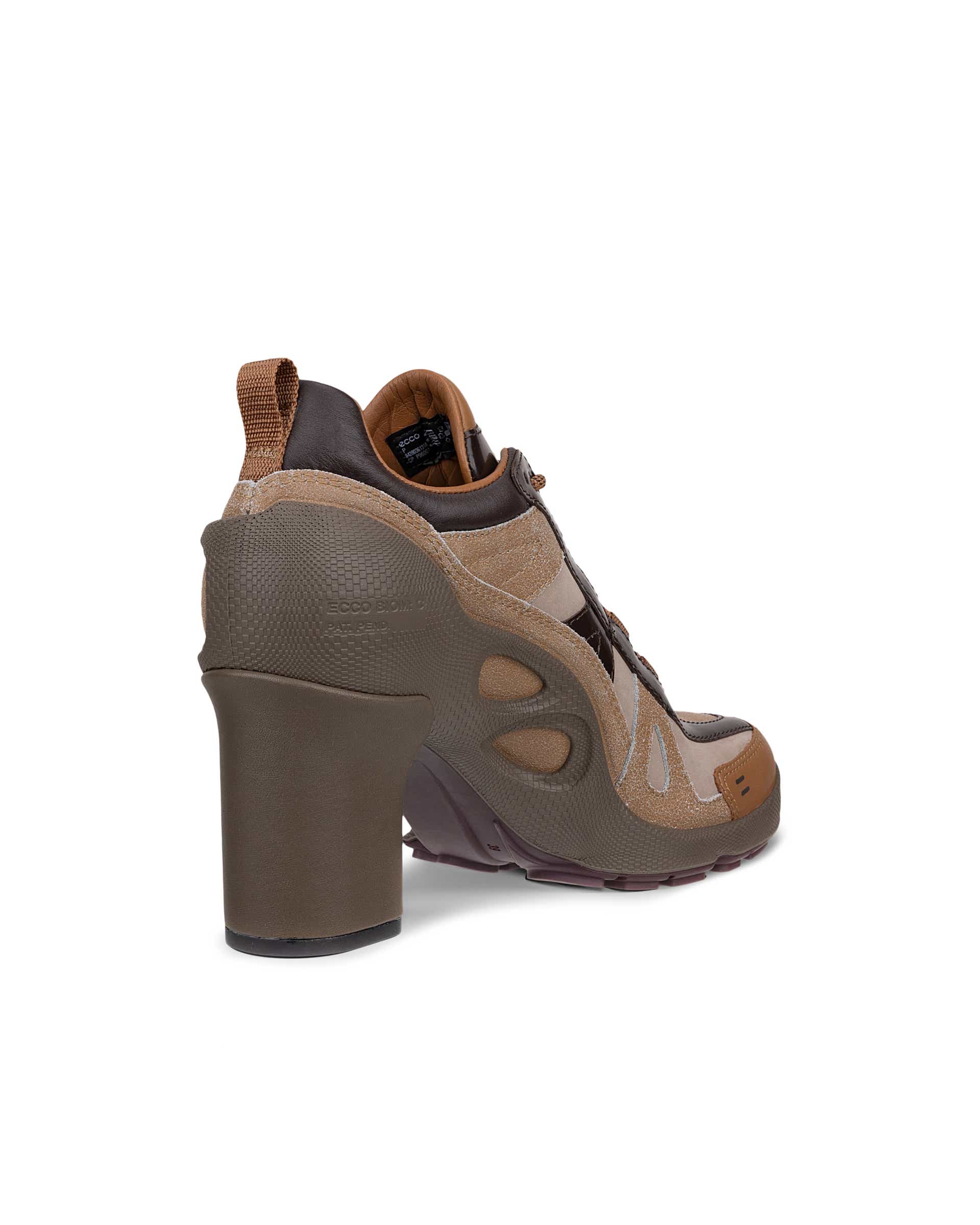 Women's ECCO® Biom C 65 Leather High-Heeled Shoe - Brown - Back