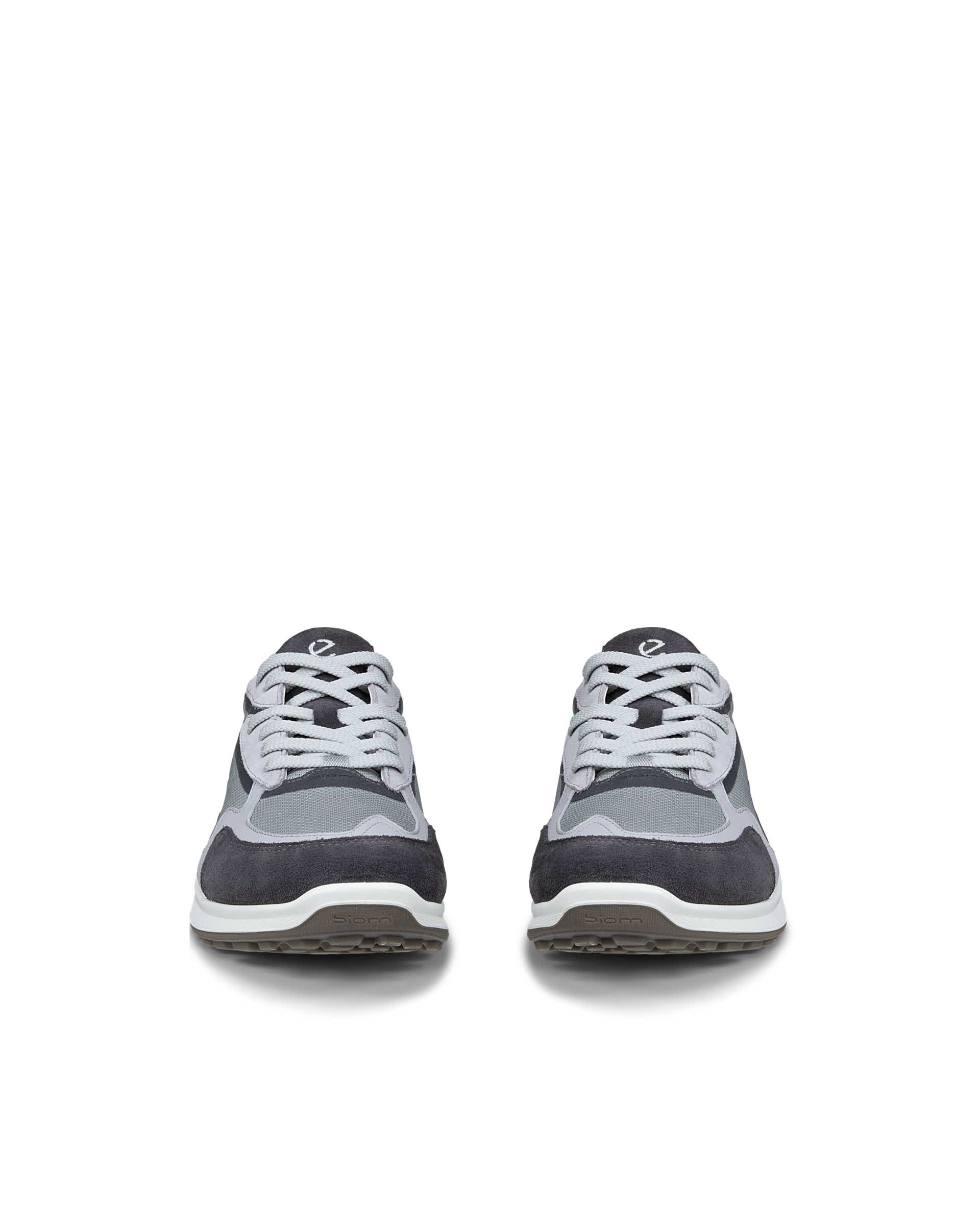 Men's ECCO® BIOM ENERGI Leather & Textile Trainer - Grey - Front pair
