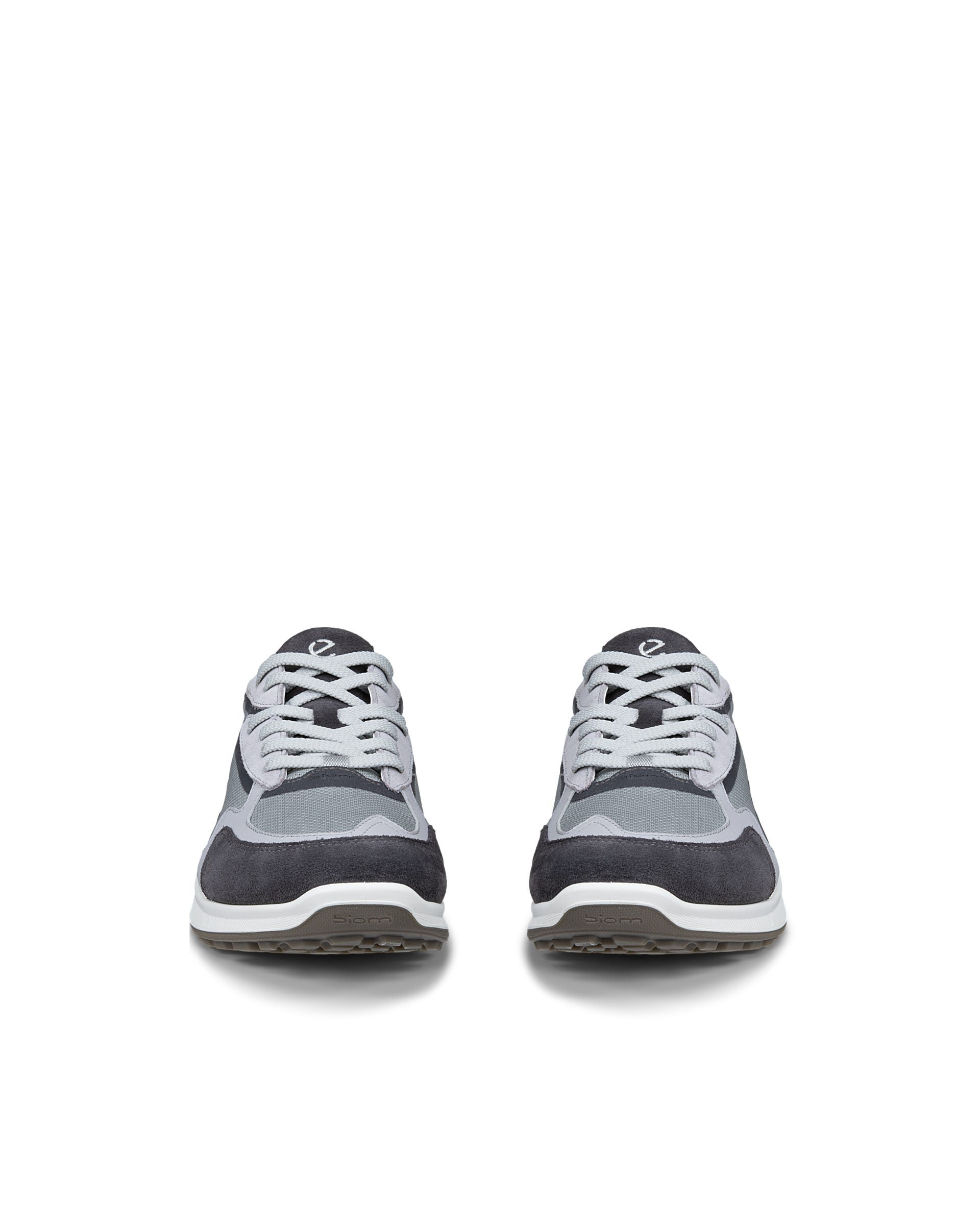 Men's ECCO® BIOM ENERGI Leather & Textile Trainer - Grey - Front pair