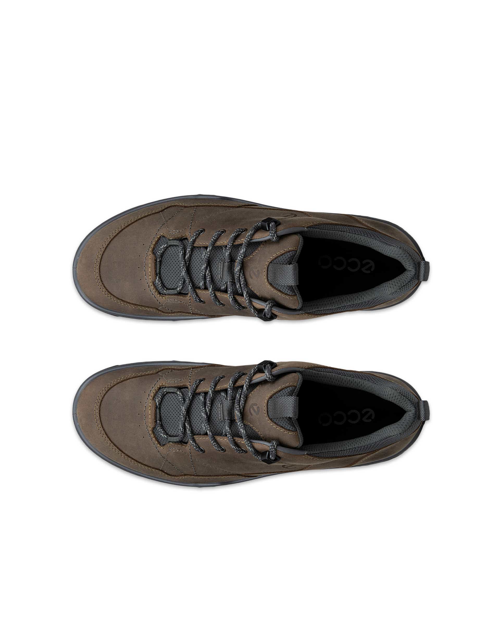 Men's ECCO® RECEPTOR TREKK Nubuck Waterproof Hiking Shoe - Brown - Top left pair