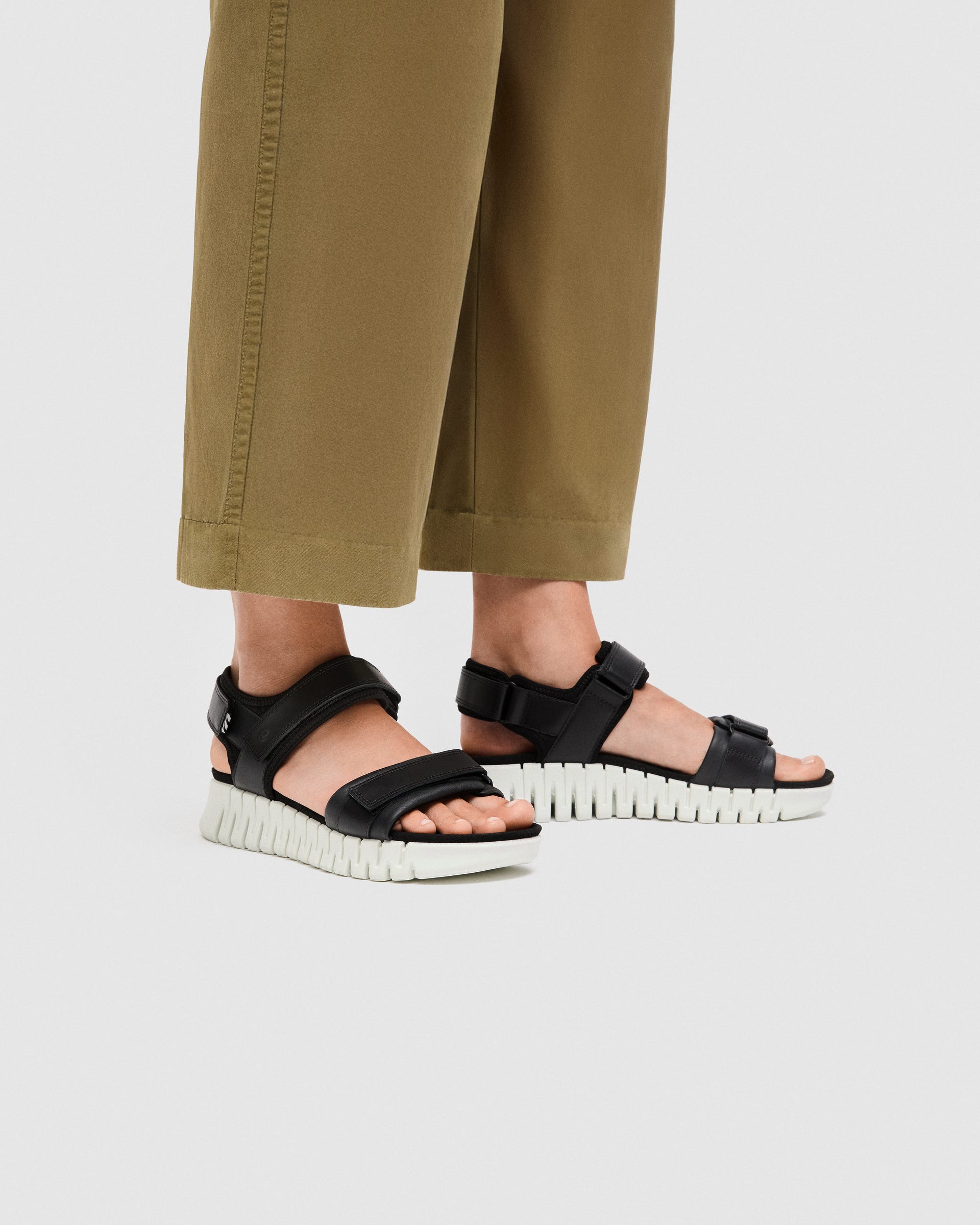 Women's ECCO® Gruuv Leather Sandal - Black - Lifestyle image-1