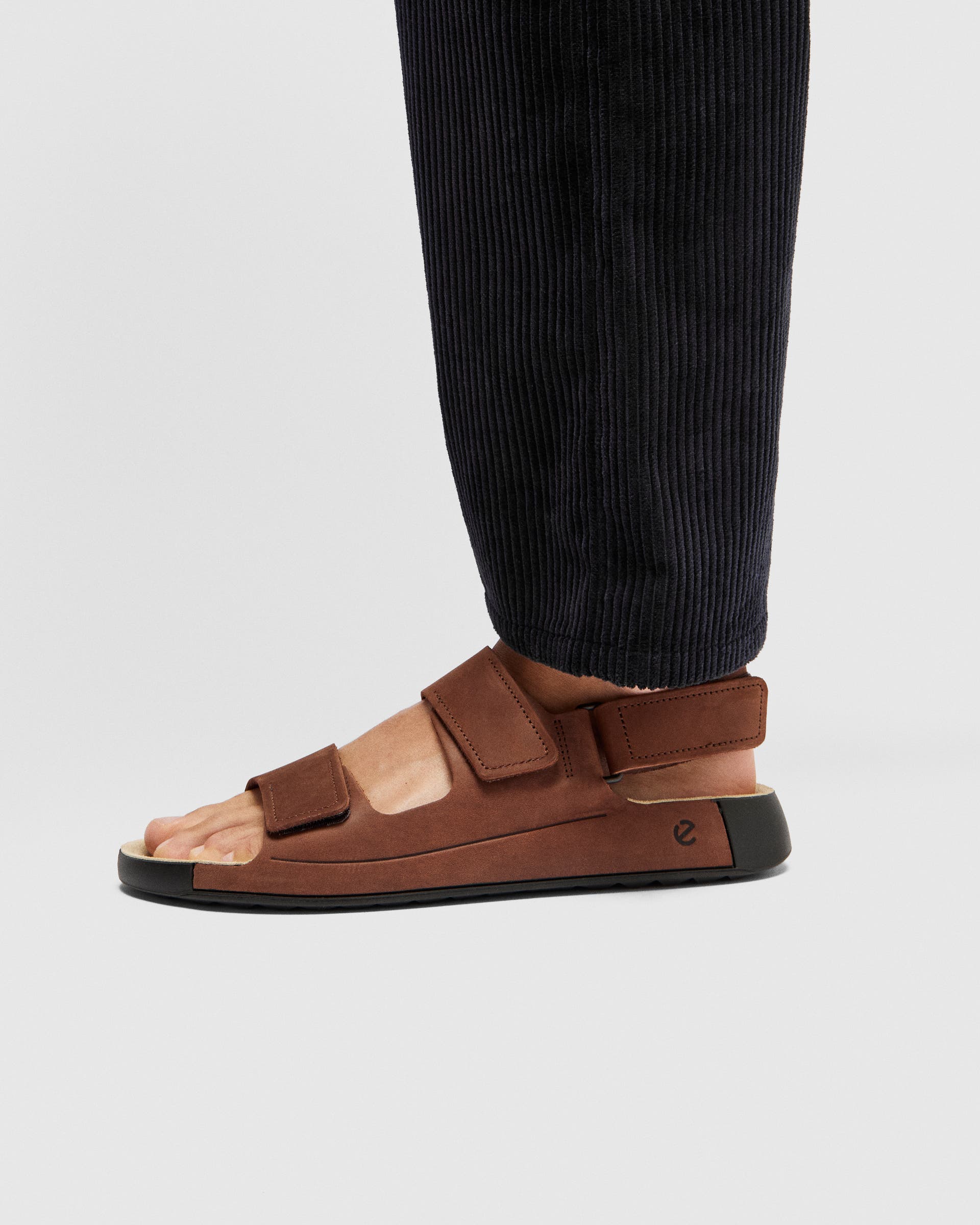 Men's ECCO® Cozmo Nubuck Two Strap Sandal - Brown - Lifestyle image-1