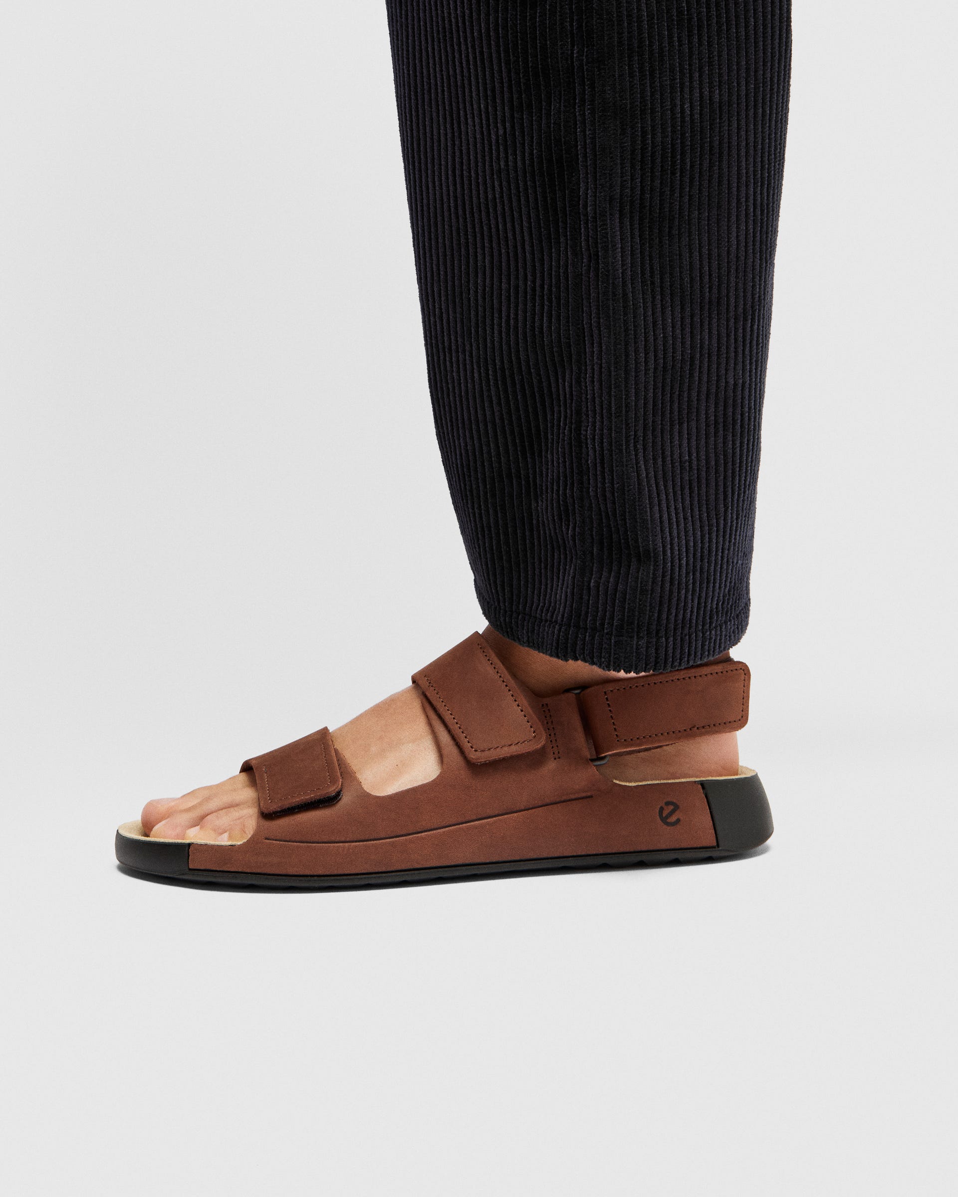 Men's ECCO® Cozmo Nubuck Two Strap Sandal - Brown - Lifestyle image-1