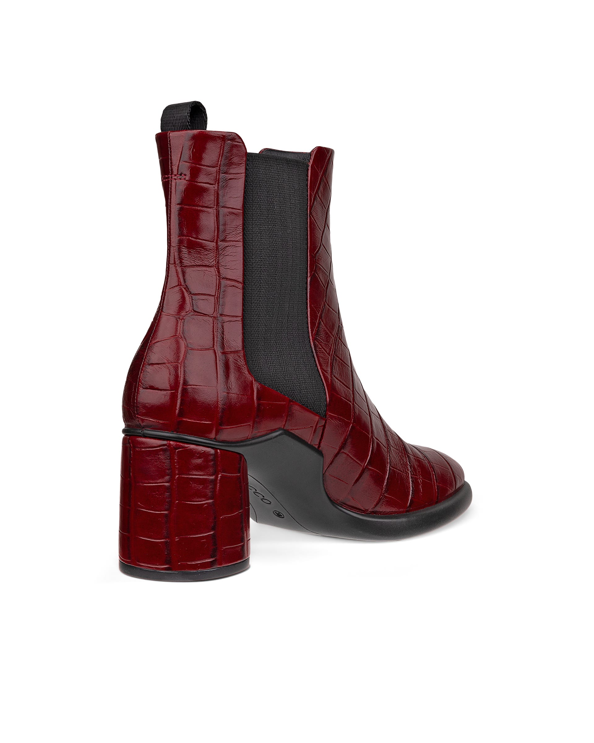 Women's ECCO® Sculpted LX 55 Leather Chelsea Heel Boot - Red - Back