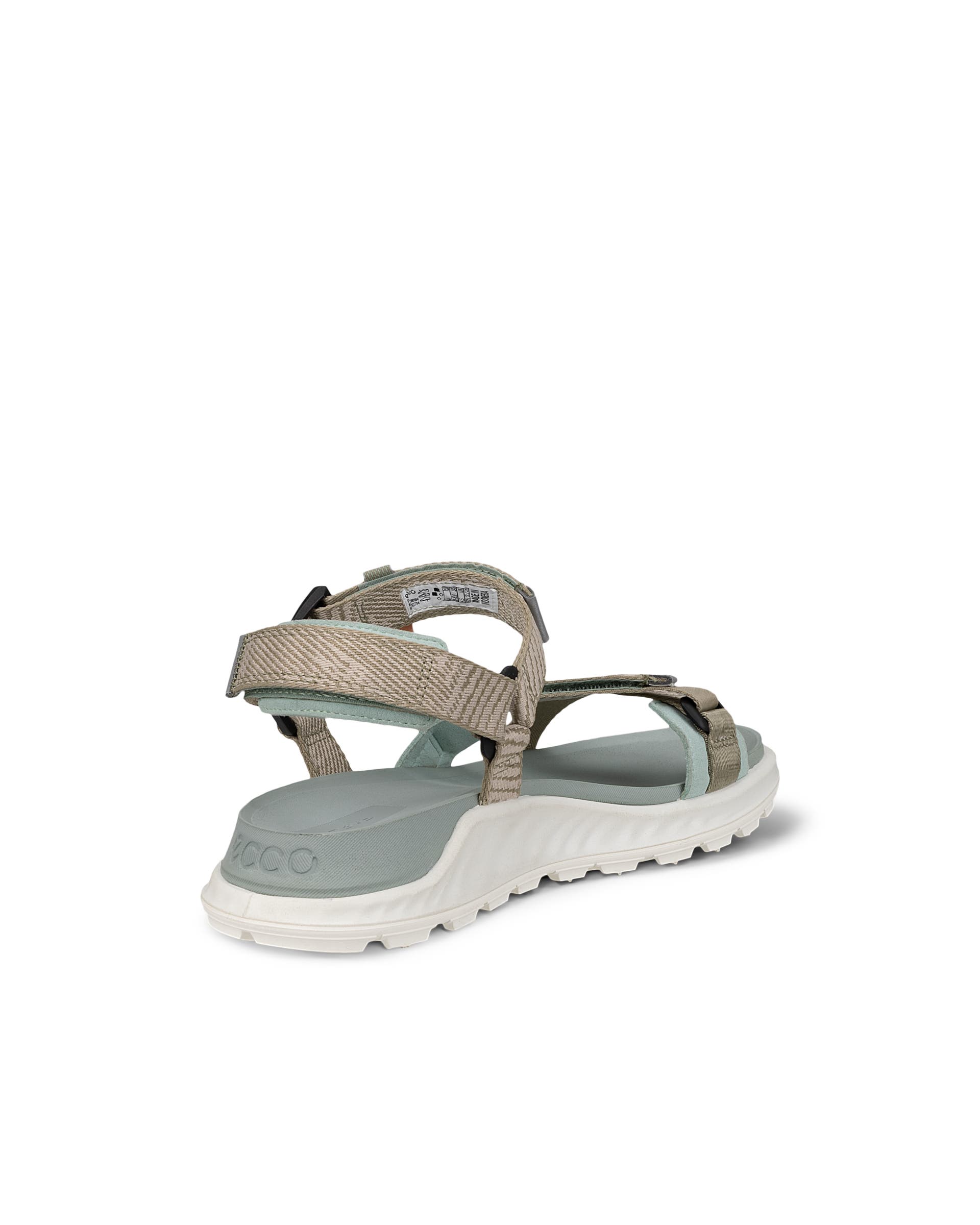 Women's ECCO® Exowrap Textile Sandal - Beige - Back
