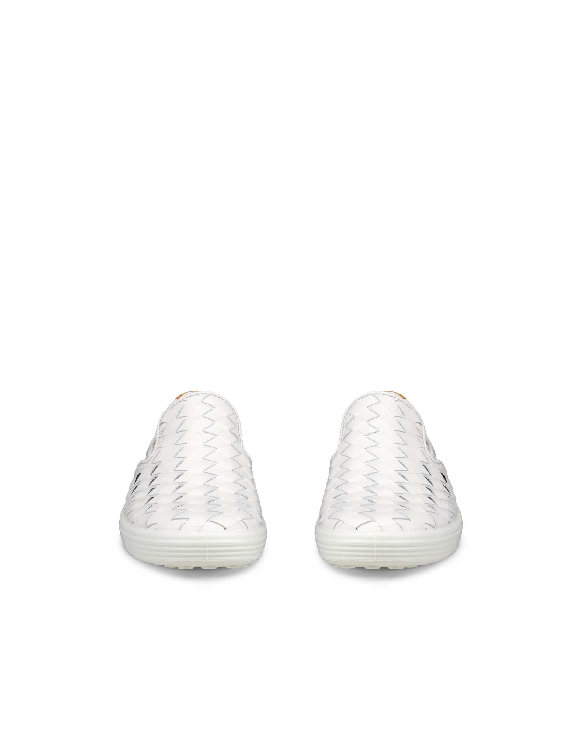 Women's ECCO® Soft 7 Woven Leather Slip-On - White - Front pair