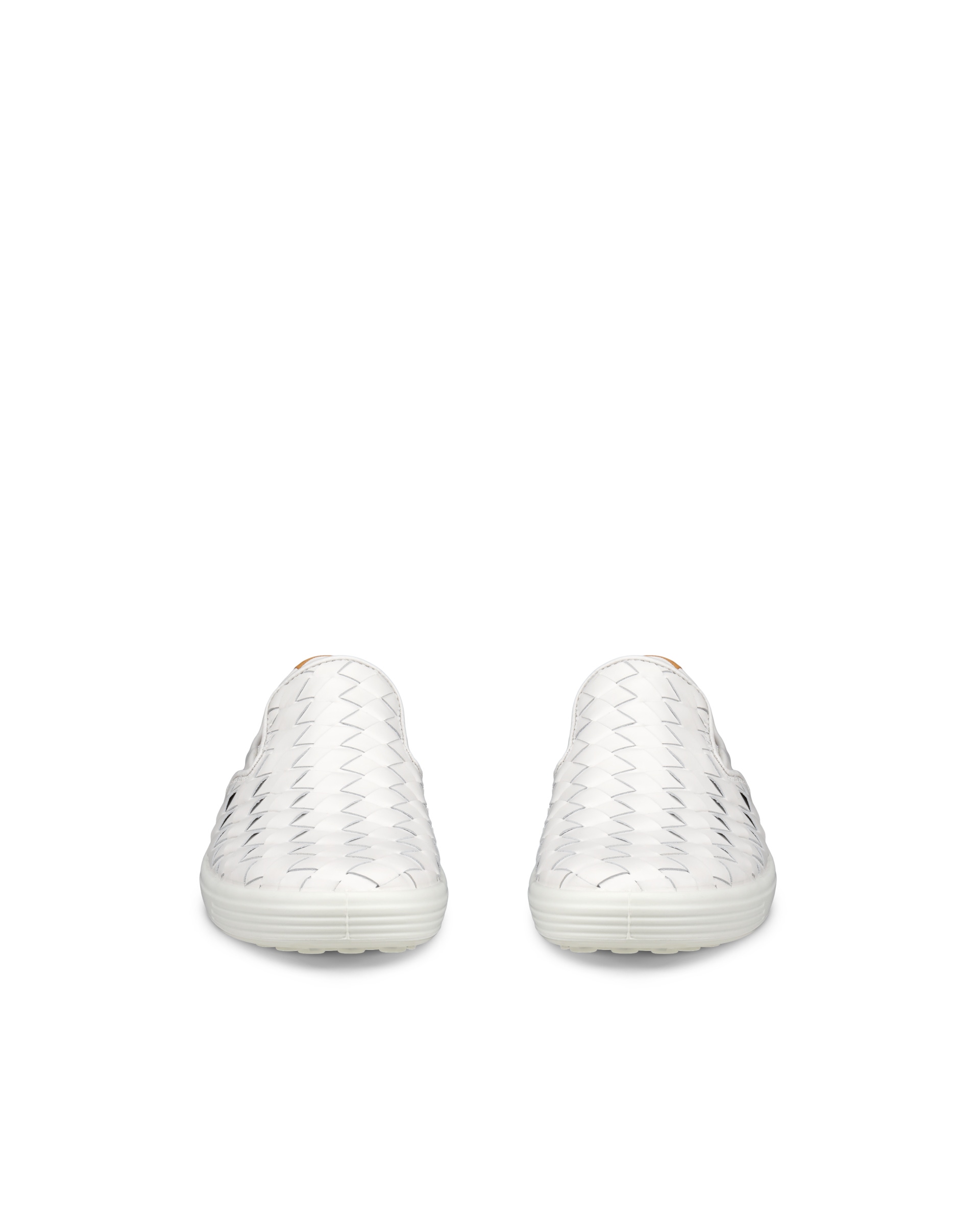 Women's ECCO® Soft 7 Woven Leather Slip-On - White - Front pair