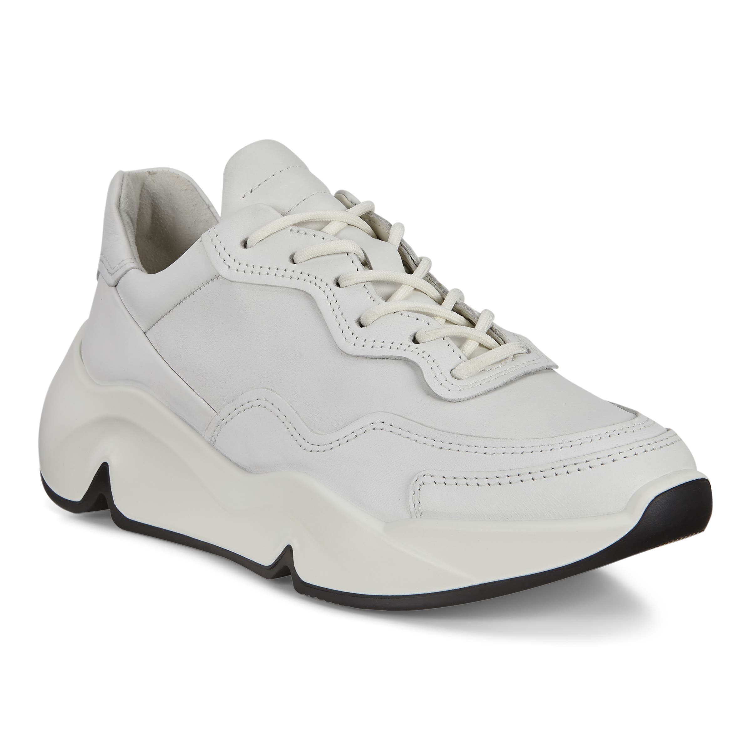 Women's ECCO® Chunky Sneaker Leather Platform Sneaker - White - Main