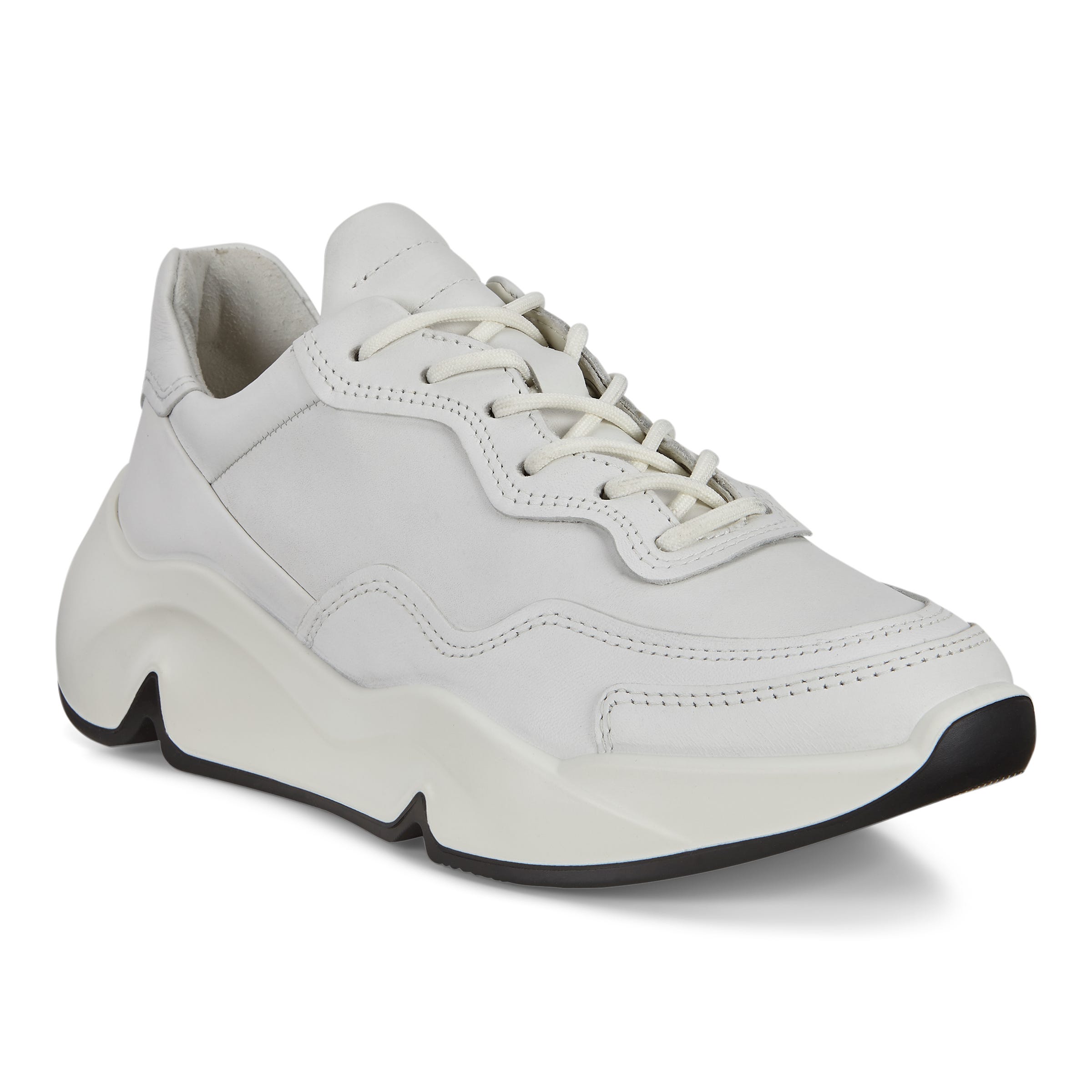 Women's ECCO® Chunky Sneaker Leather Platform Sneaker - White - Main