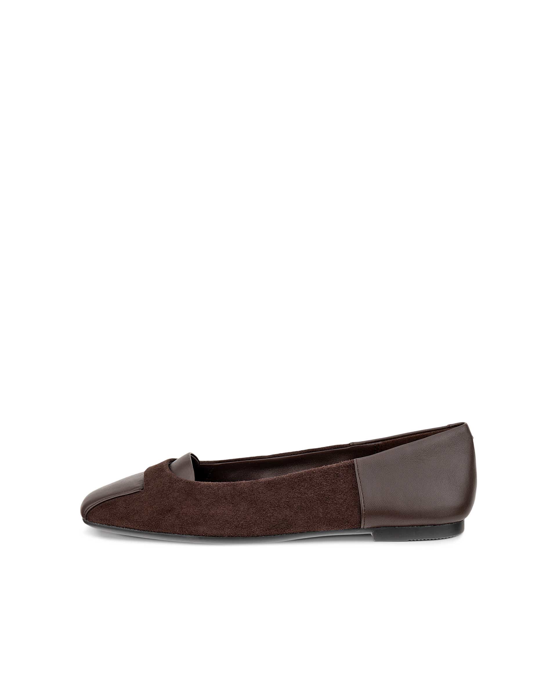 Women's ECCO® Margot Suede Ballerina Flat - Brown - Outside