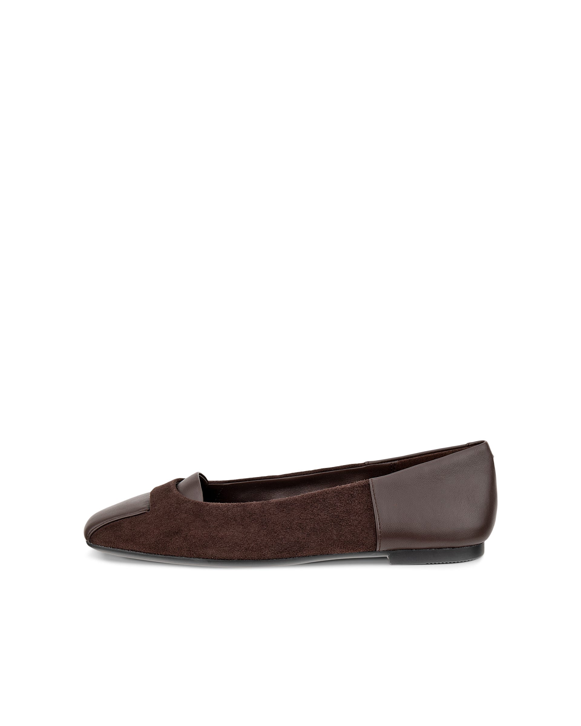 Women's ECCO® Margot Suede Ballerina Flat - Brown - Outside