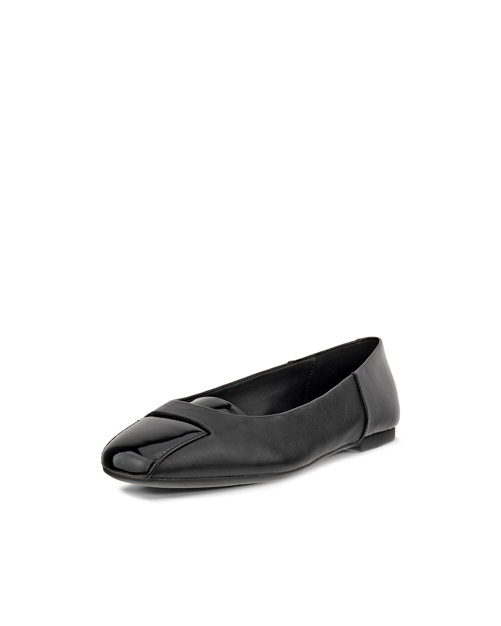 Women's ECCO® Margot Leather Ballerina Flat - Black - Main