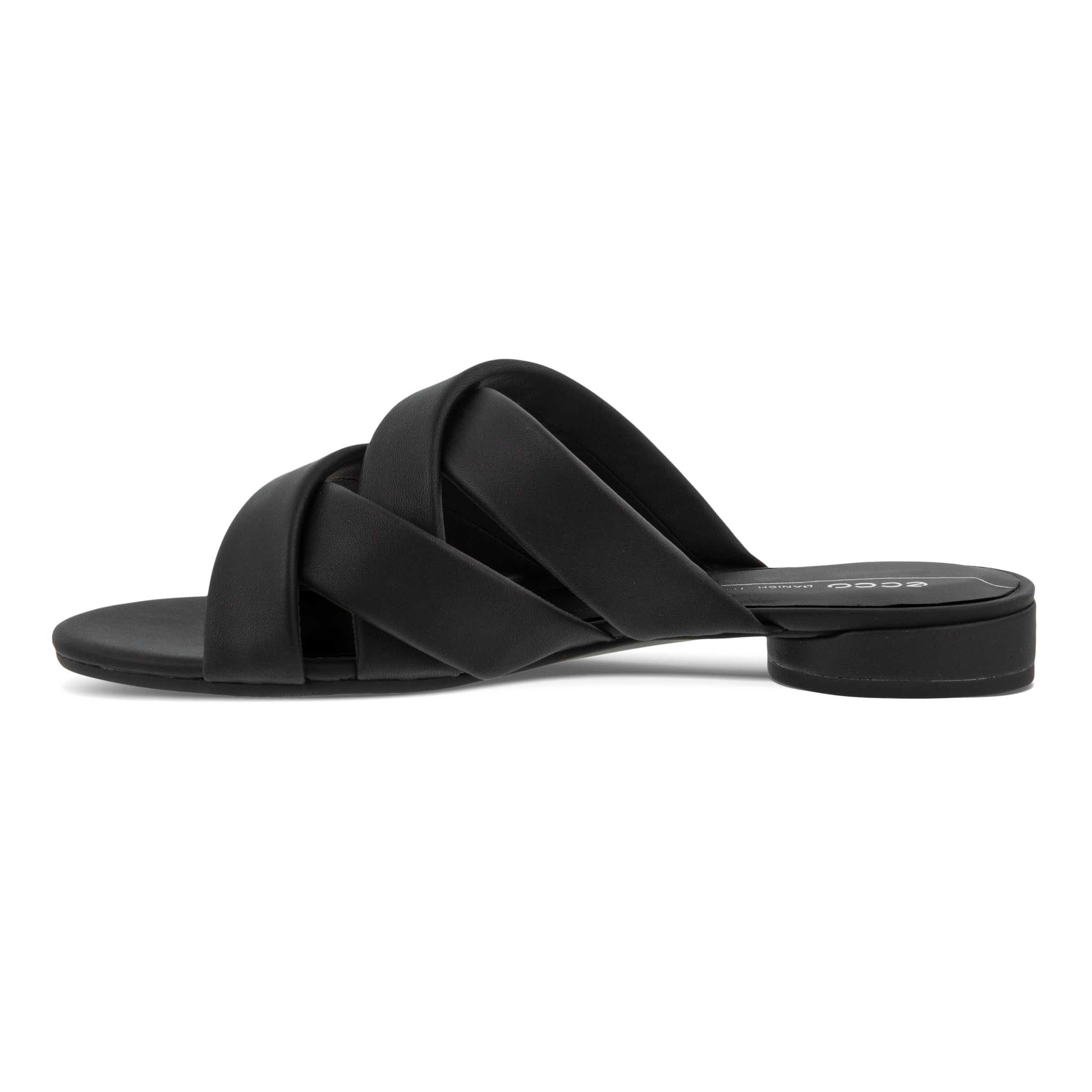 Women's ECCO® Flat Sandal II Leather Flat Sandal - Black - Inside