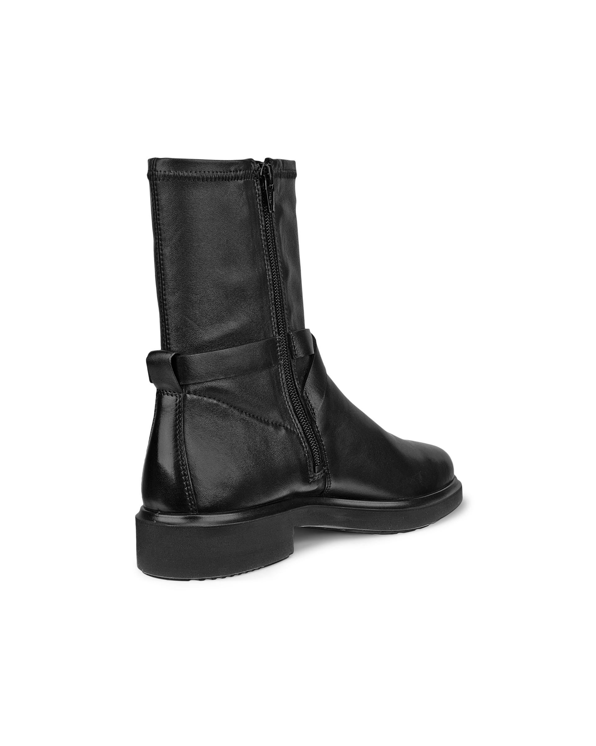 Women's ECCO® METROPOLE AMSTERDAM Leather Mid-Cut Boot - Black - Back