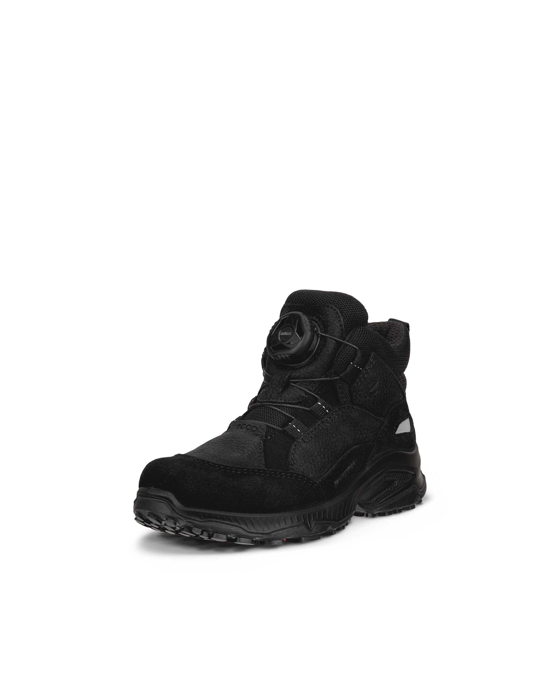Kids' ECCO® RECEPTOR XP K Nubuck Waterproof Mid-Cut Outdoor Boot - Black - Main