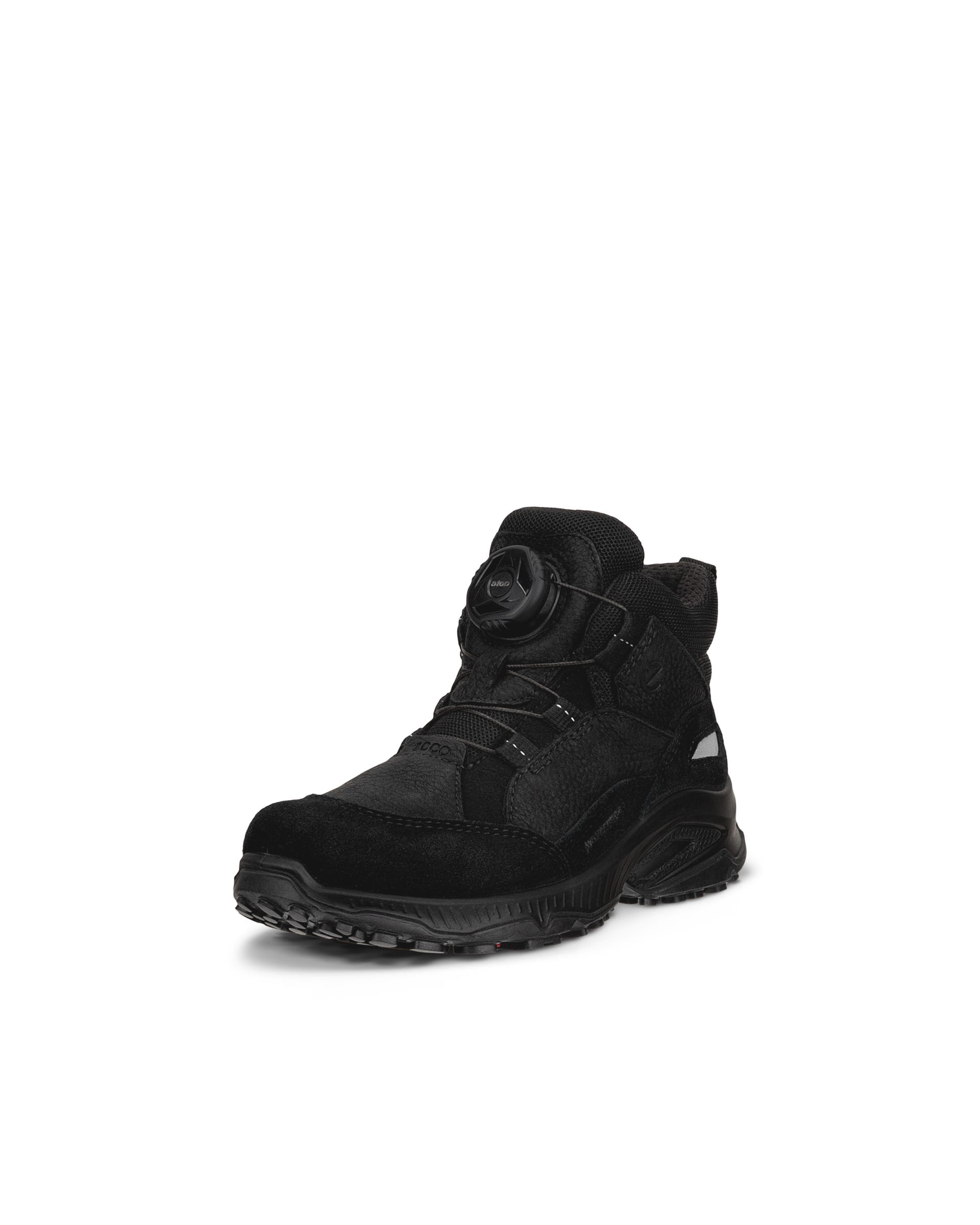 Kids' ECCO® RECEPTOR XP K Nubuck Waterproof Mid-Cut Outdoor Boot - Black - Outside