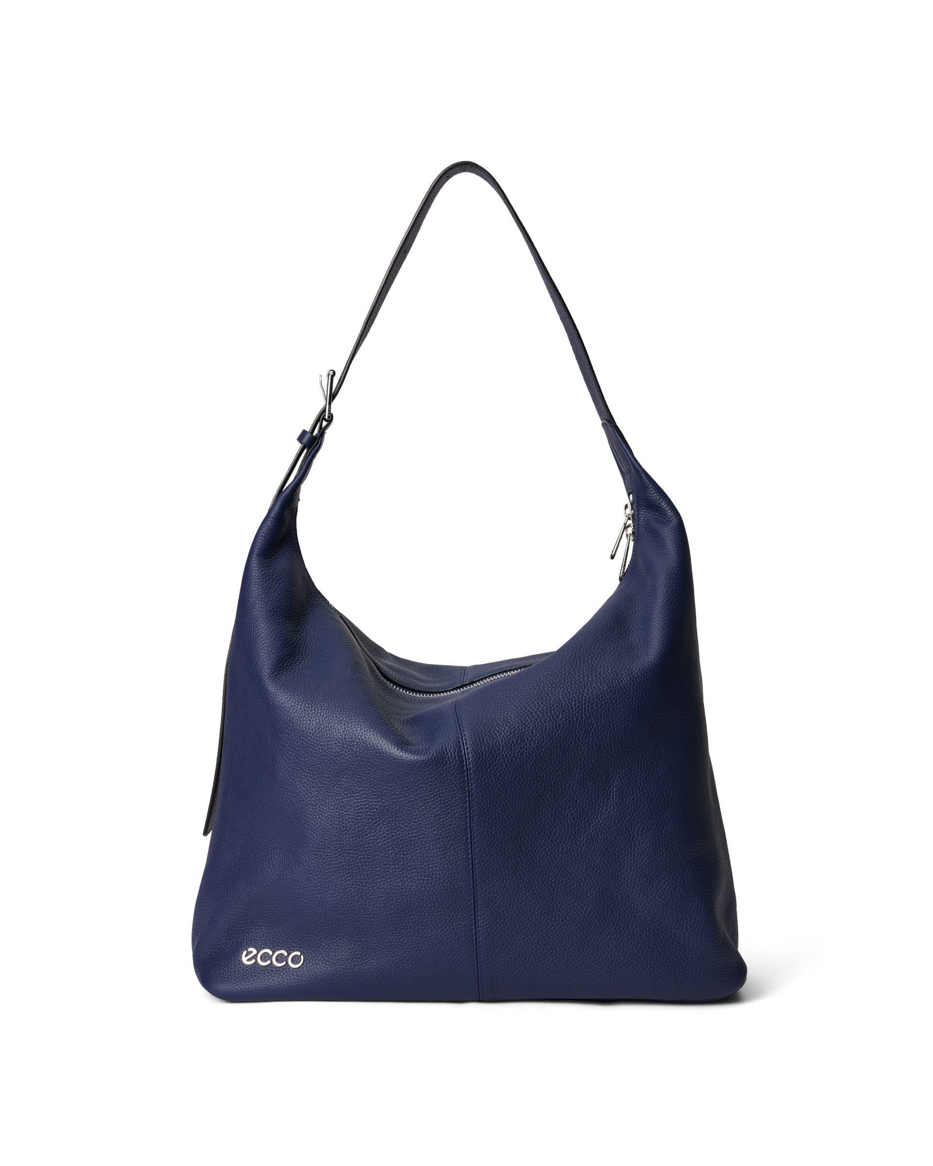 ECCO® Large Soft Pebbled Hobo Leather Shoulder Bag - Blue - Main