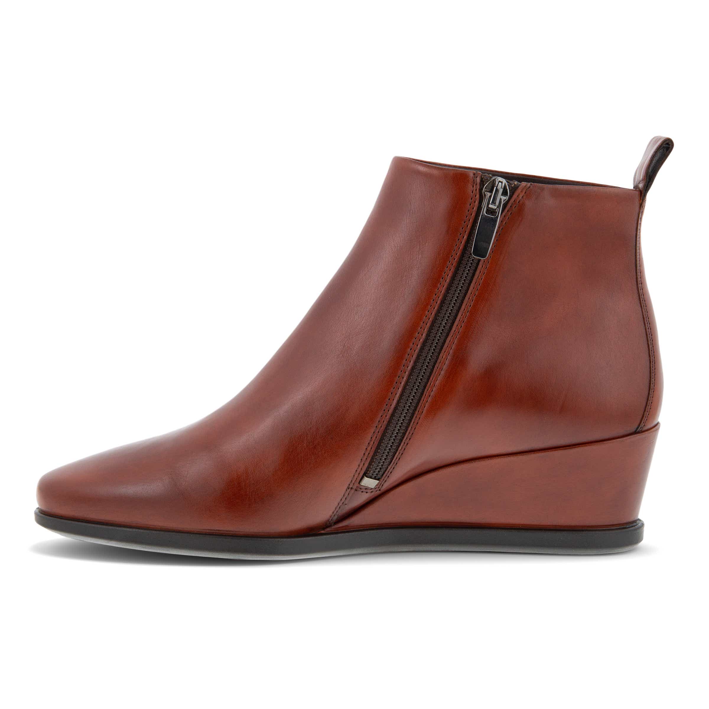 Women's ECCO® Shape 45 Wedge Leather Ankle Wedge Boot | Brown Women's ECCO® Shape 45 Wedge Leather Ankle Wedge Boot | Brown