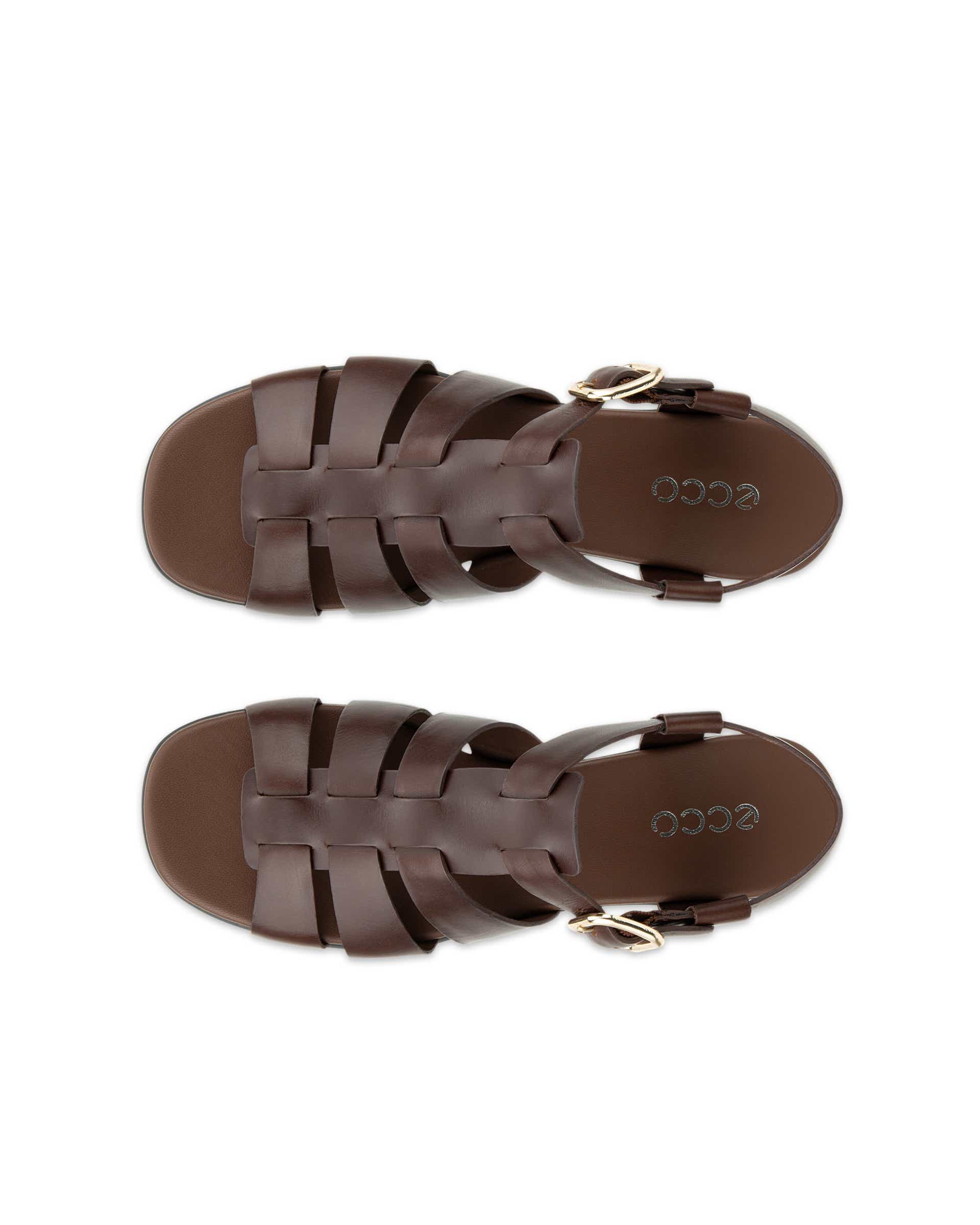Women's ECCO® Sculpted Alba 25 Leather Sandal - Brown - Top left pair