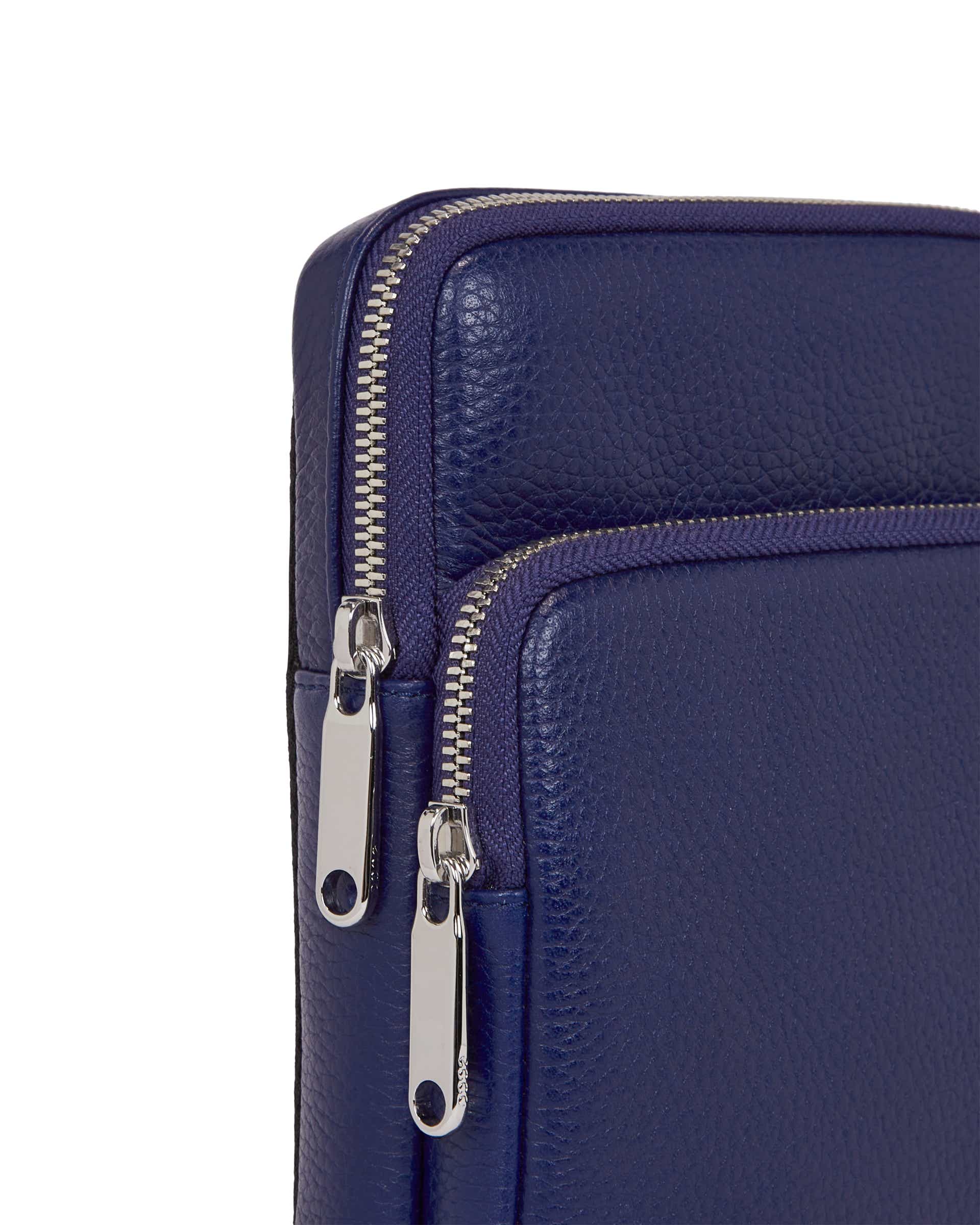 ECCO Flat Pouch Pebbled レザークロスボディバッグ - ブルー - Detail-1