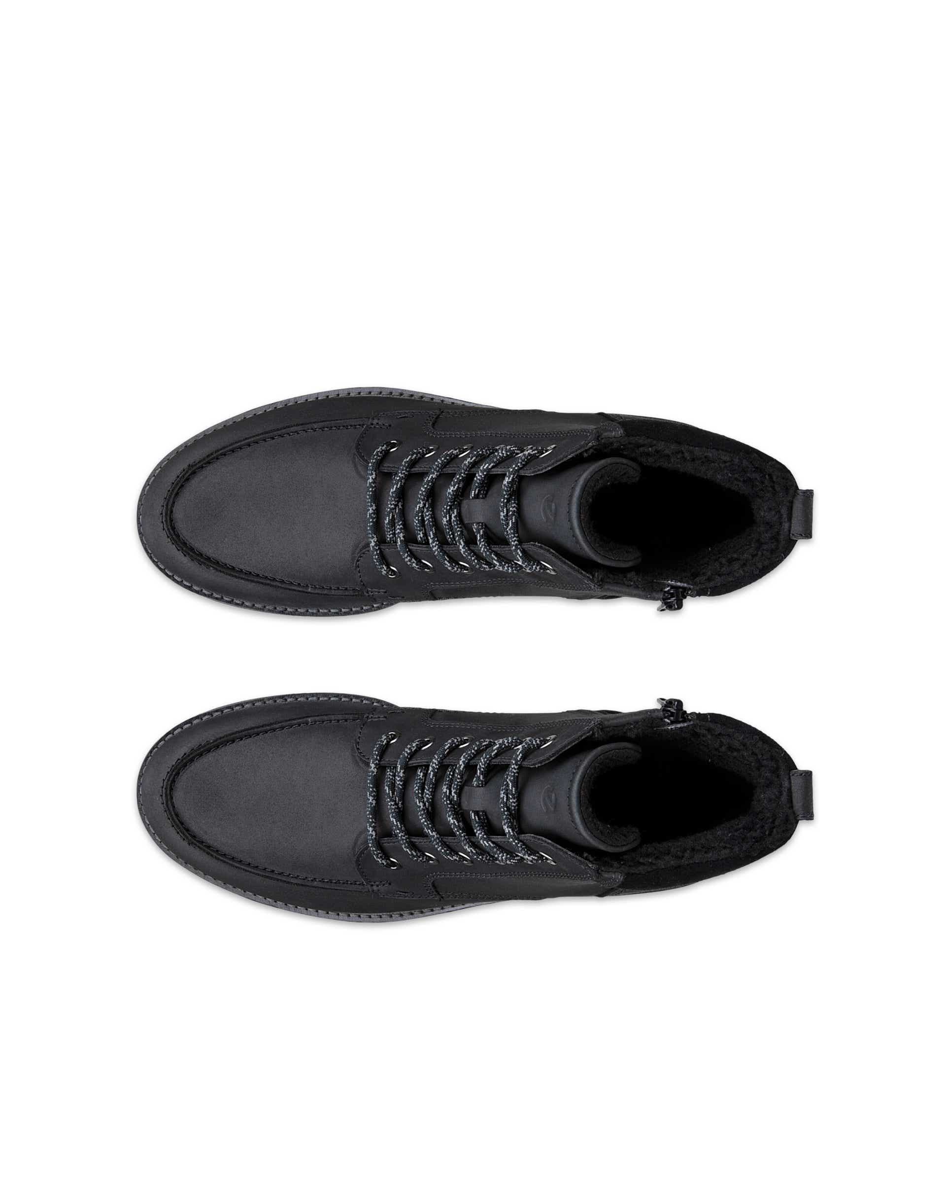 Men's ECCO® CHARLESTOWN Nubuck Waterproof Lace-Up Boot - Black - Top left pair