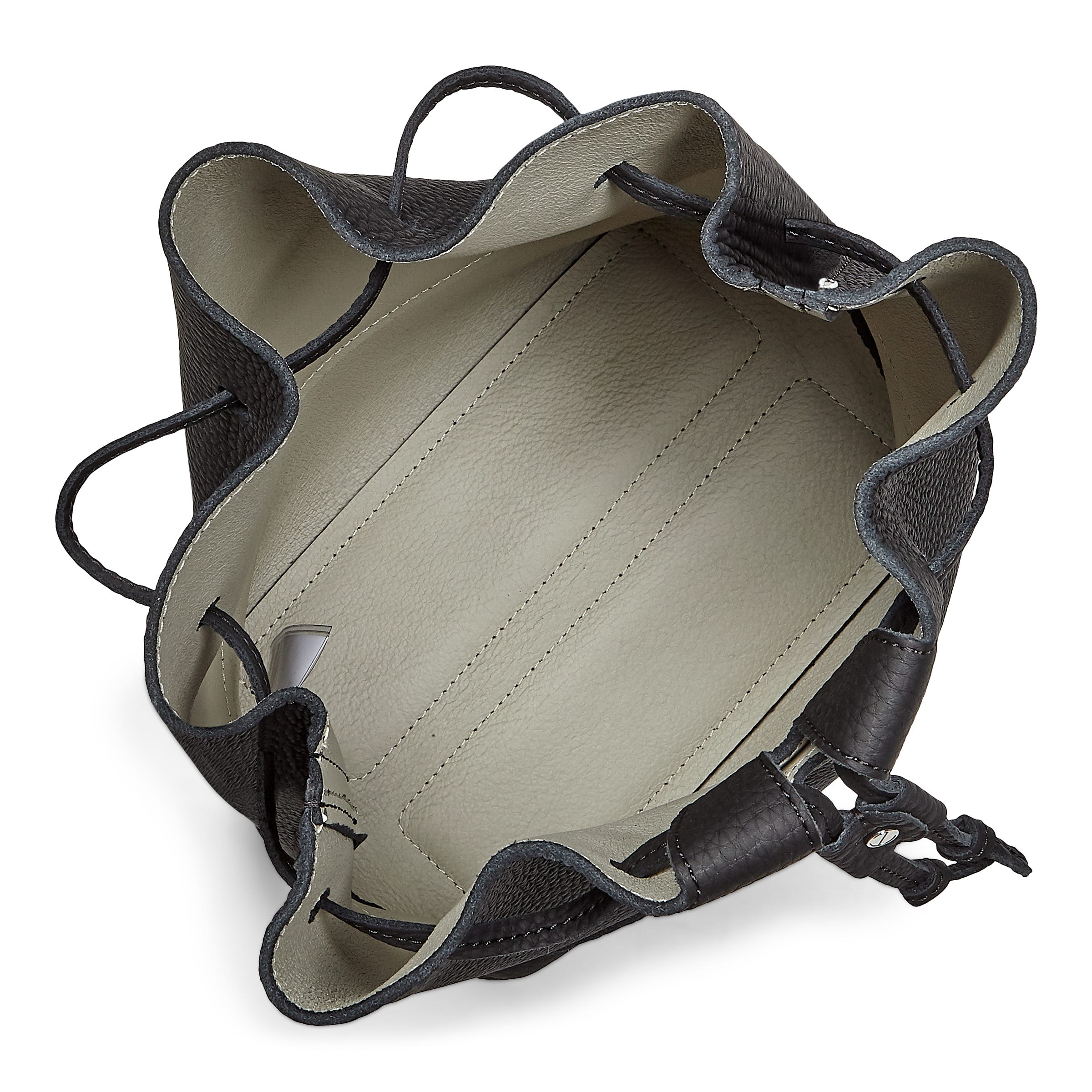 ECCO Jilin Tandem Drawstring Bucket Bag - Black - Inside