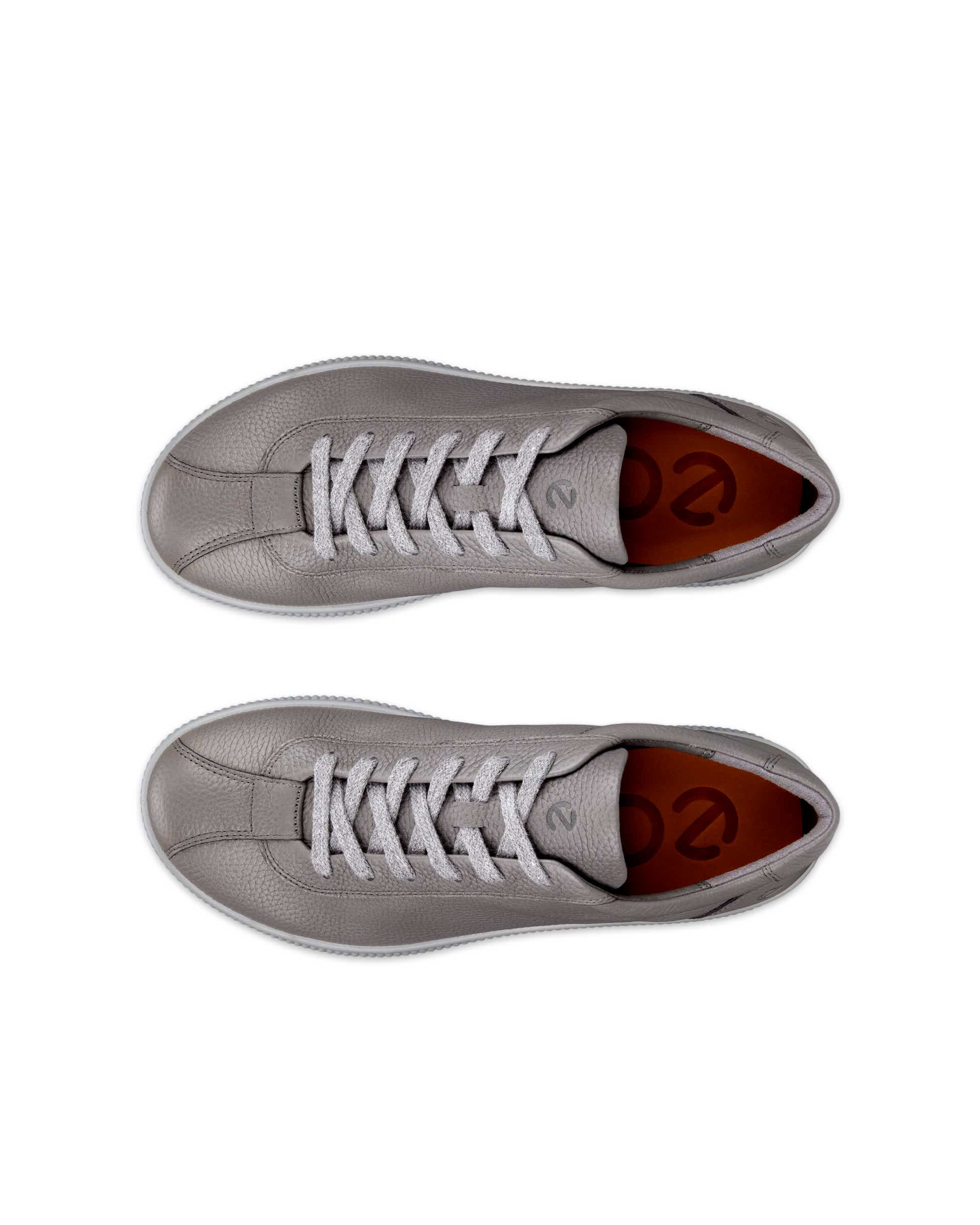 ECCO® Soft Zero Heren leren sneaker - Grijs - Top left pair