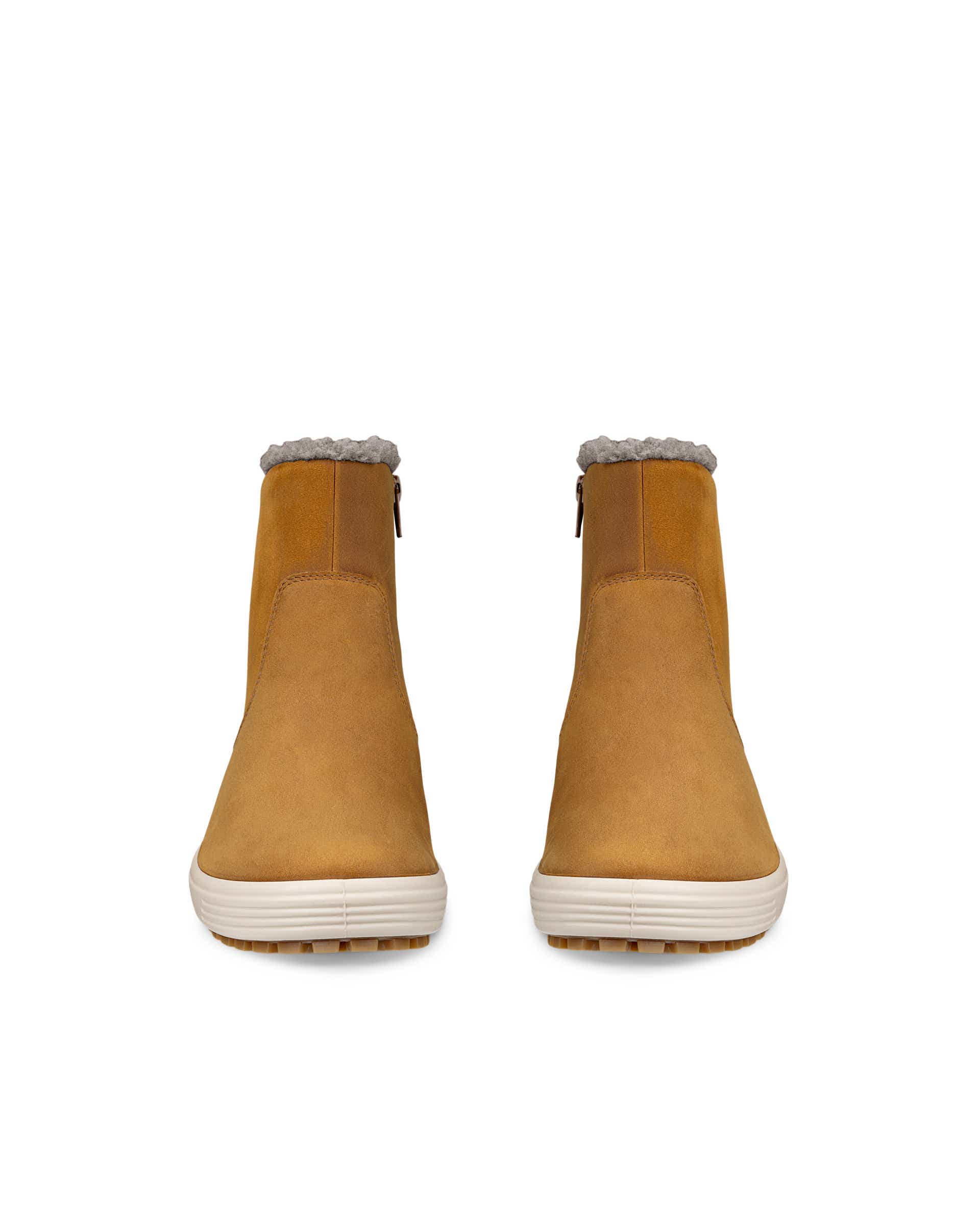 ECCO® Soft 7 Tred ženske srednje čizme od nubuka - Smeđa - Front pair