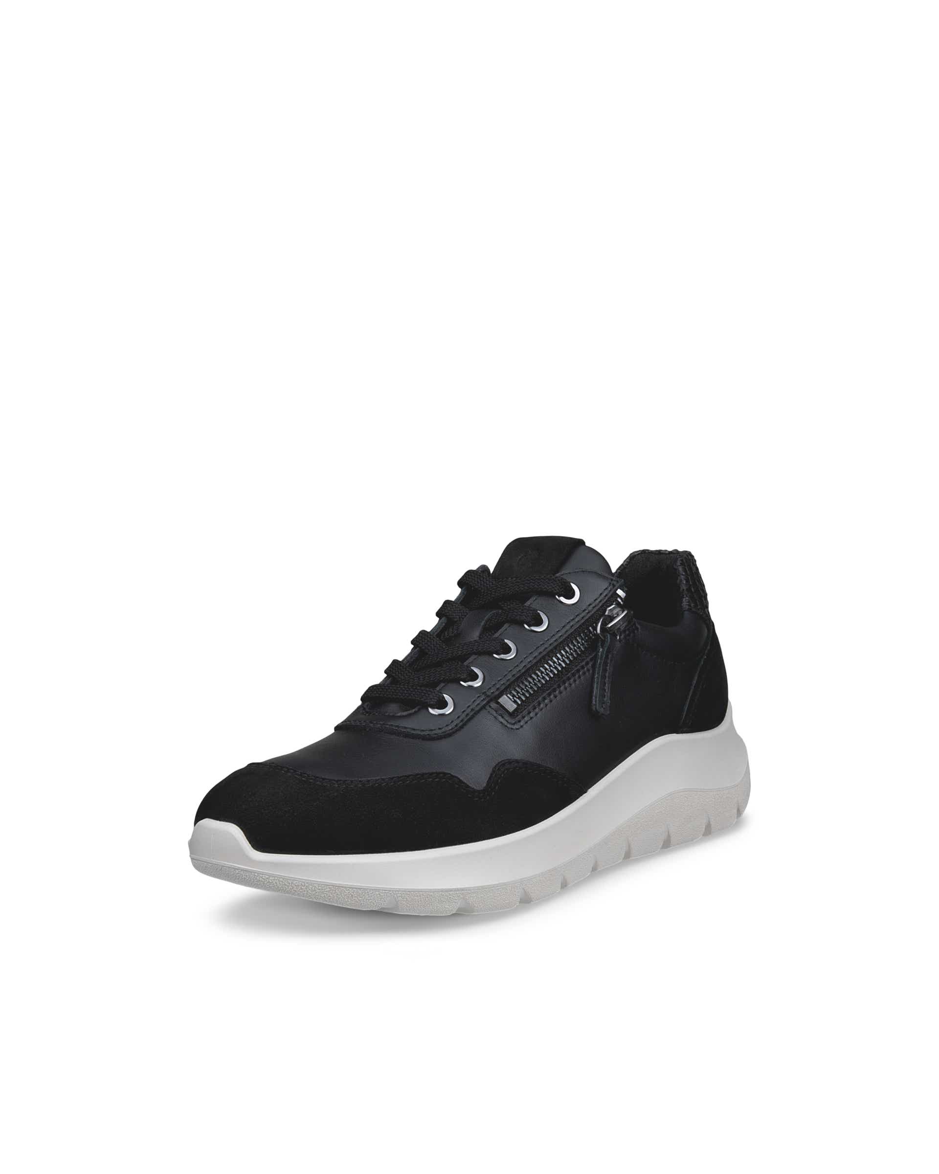 Women's ECCO® VALERIE Leather Trainer - Black - Main