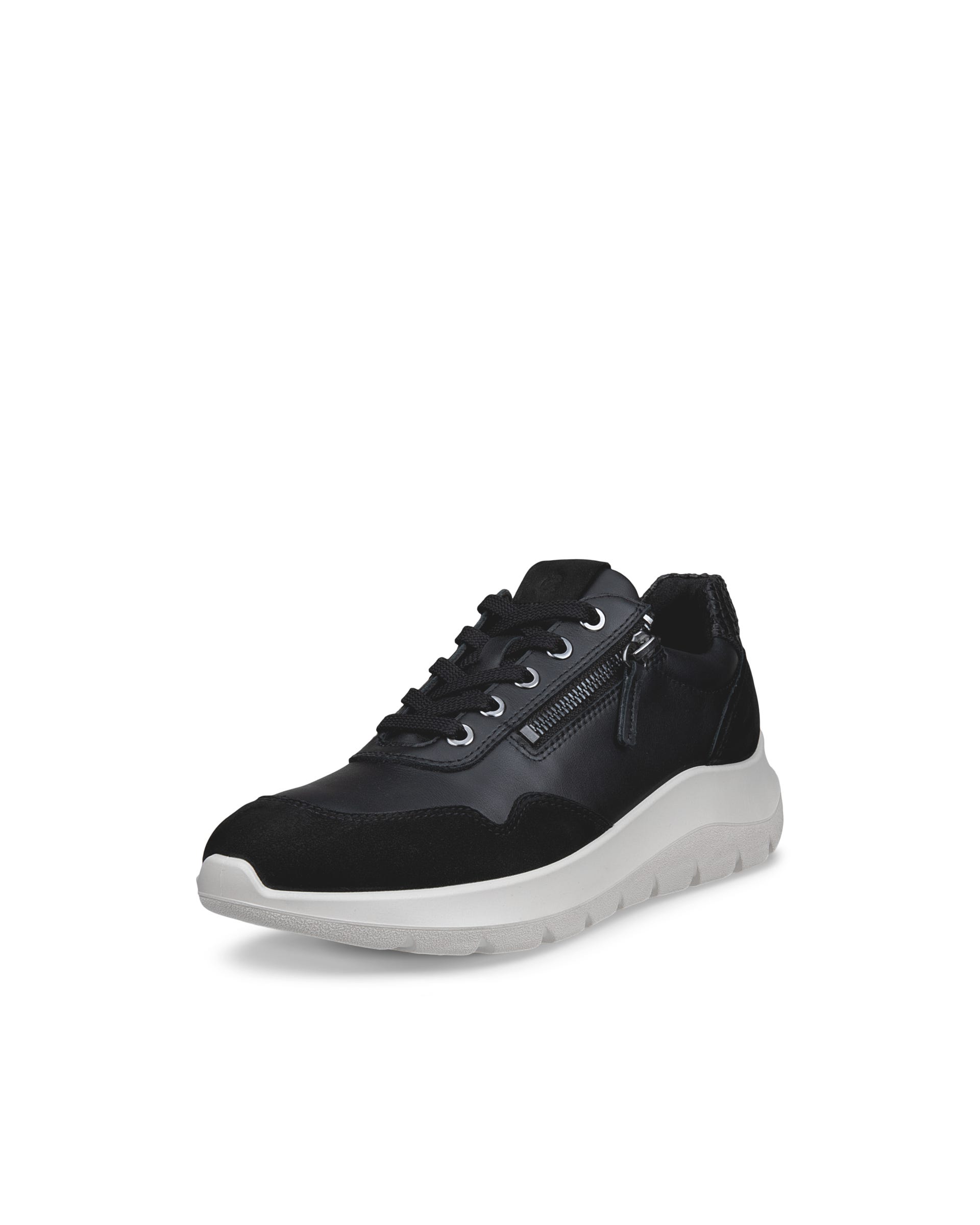 Women's ECCO® VALERIE Leather Trainer - Black - Main