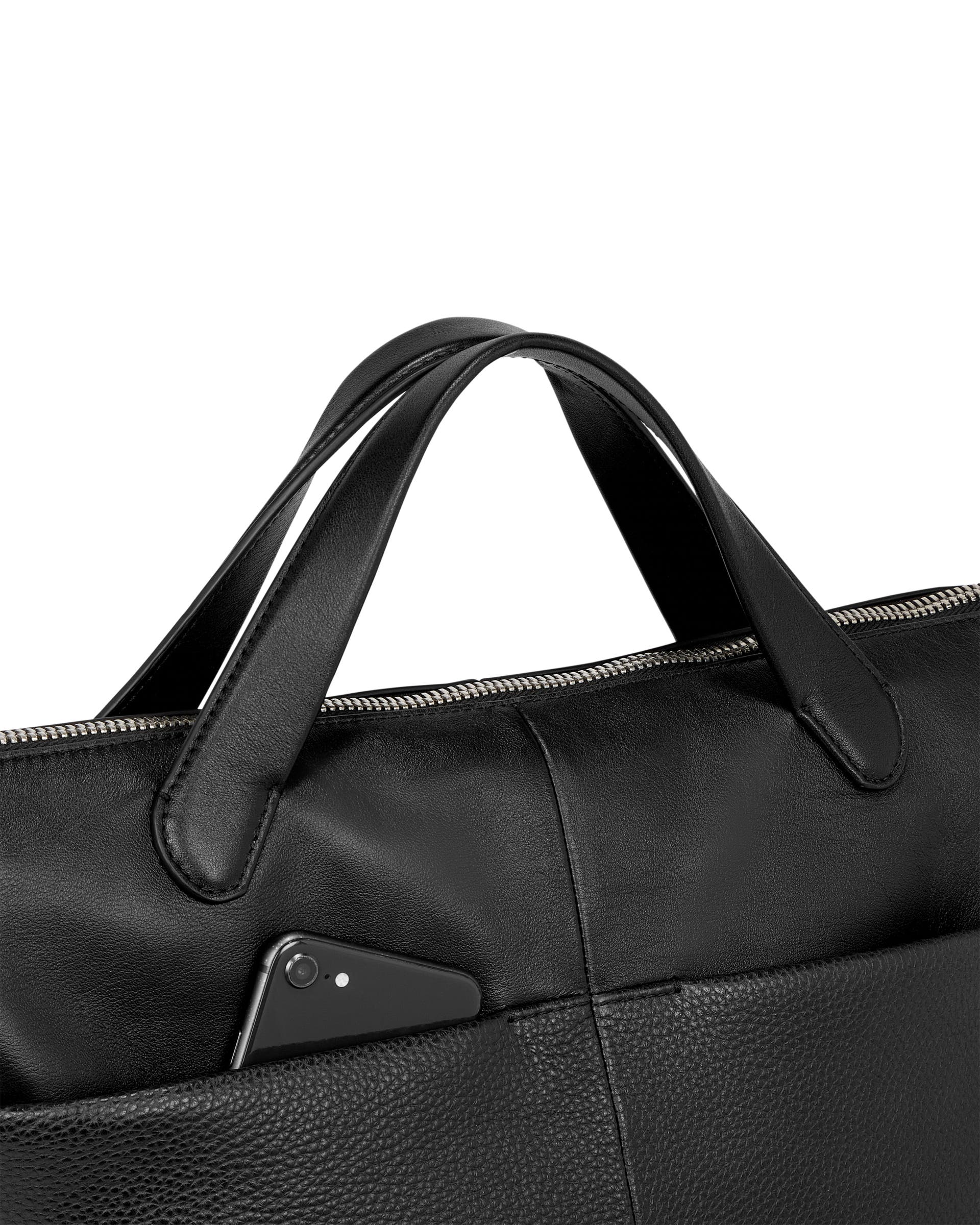 ECCO® Textureblock Leather Tote Bag - Black - Detail-2