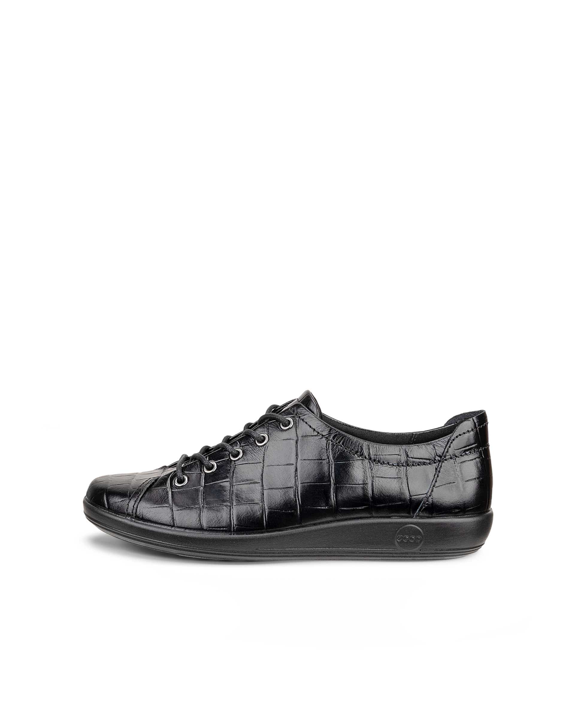 Women's ECCO® SOFT 2.0 Leather Lace-Up Shoe - Black - Outside