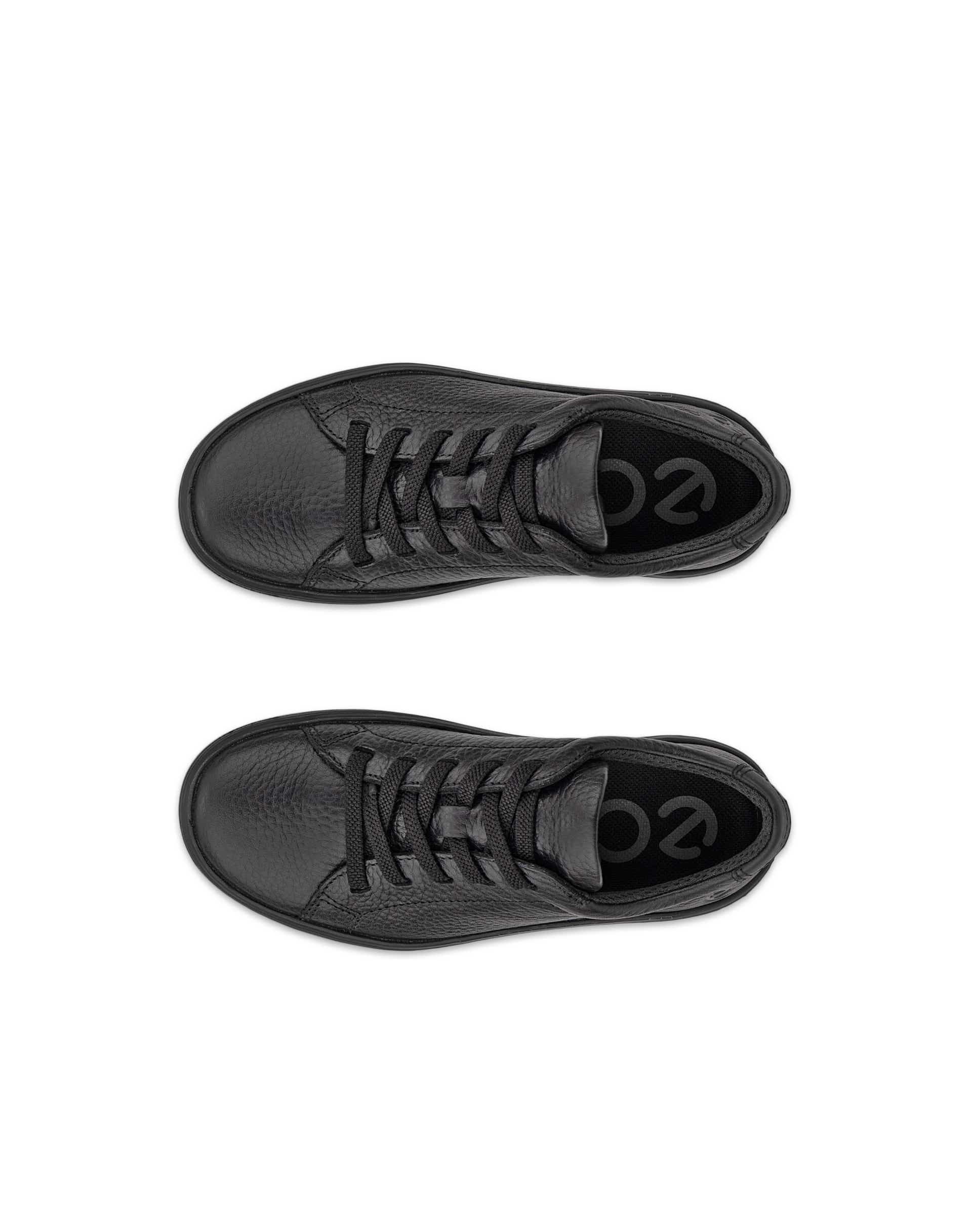Kids' ECCO® Soft 60 Leather Trainer - Black - Top left pair