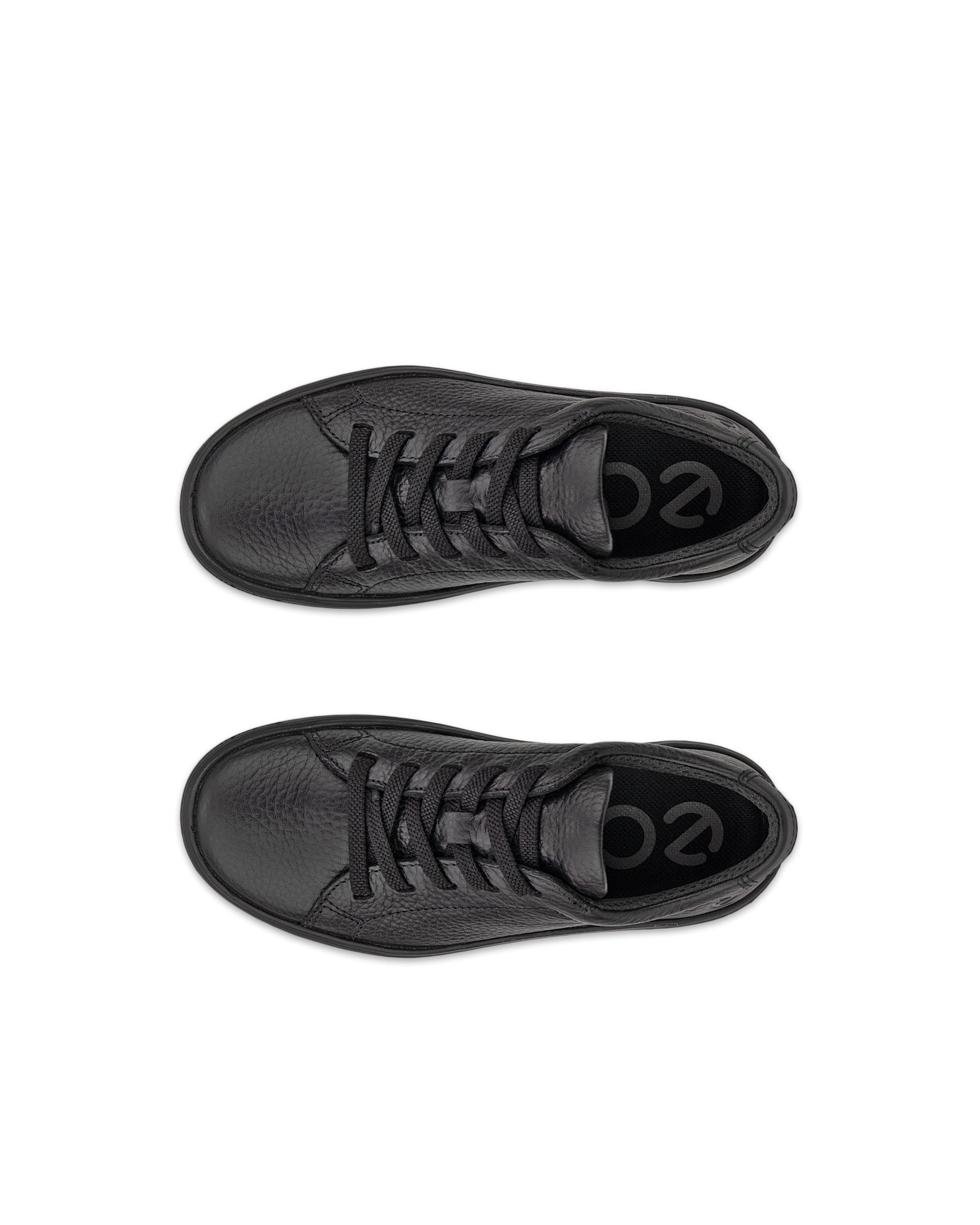 Kids' ECCO® Soft 60 Leather Trainer - Black - Top left pair
