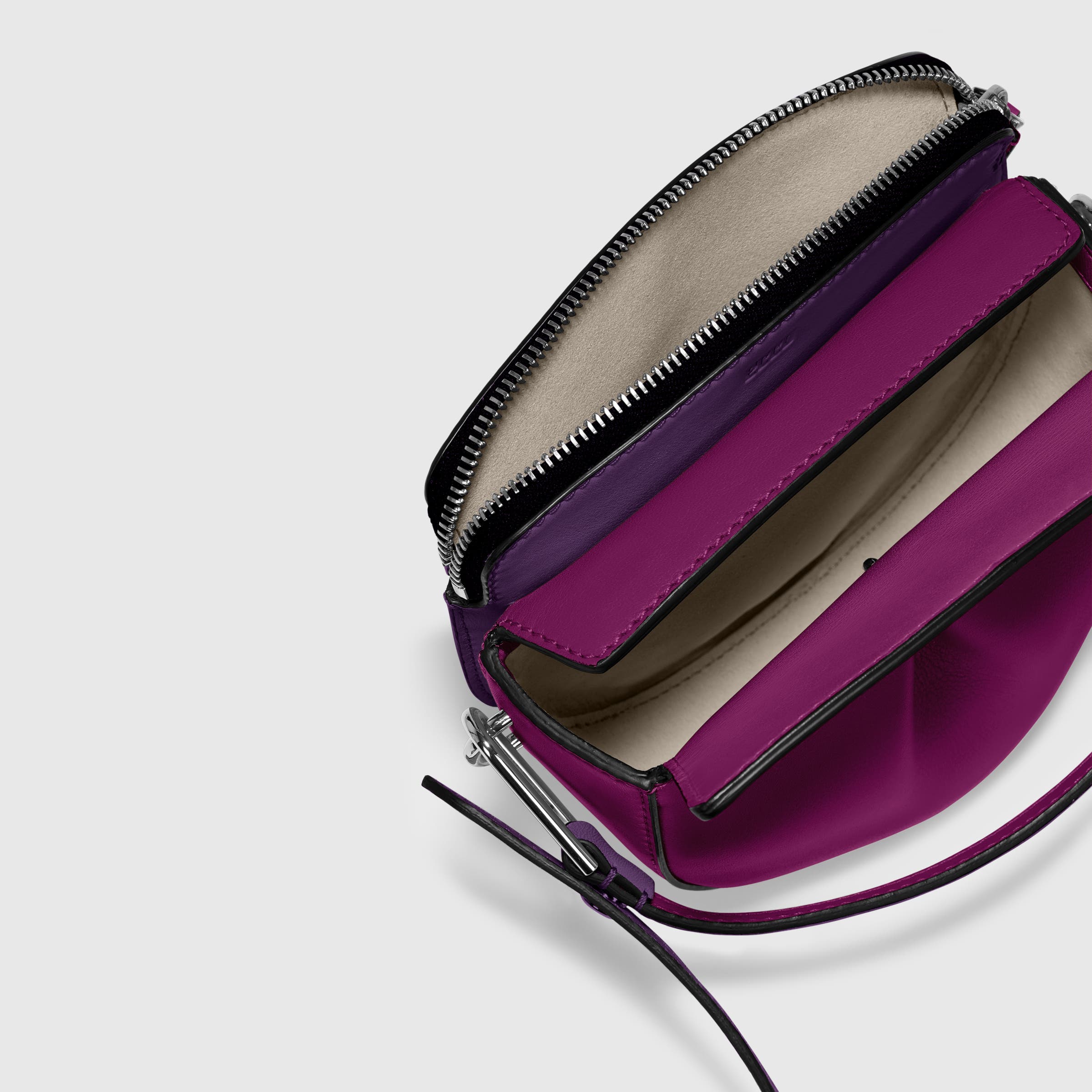 ECCO® E Leather Saddle Bag - Purple - Inside