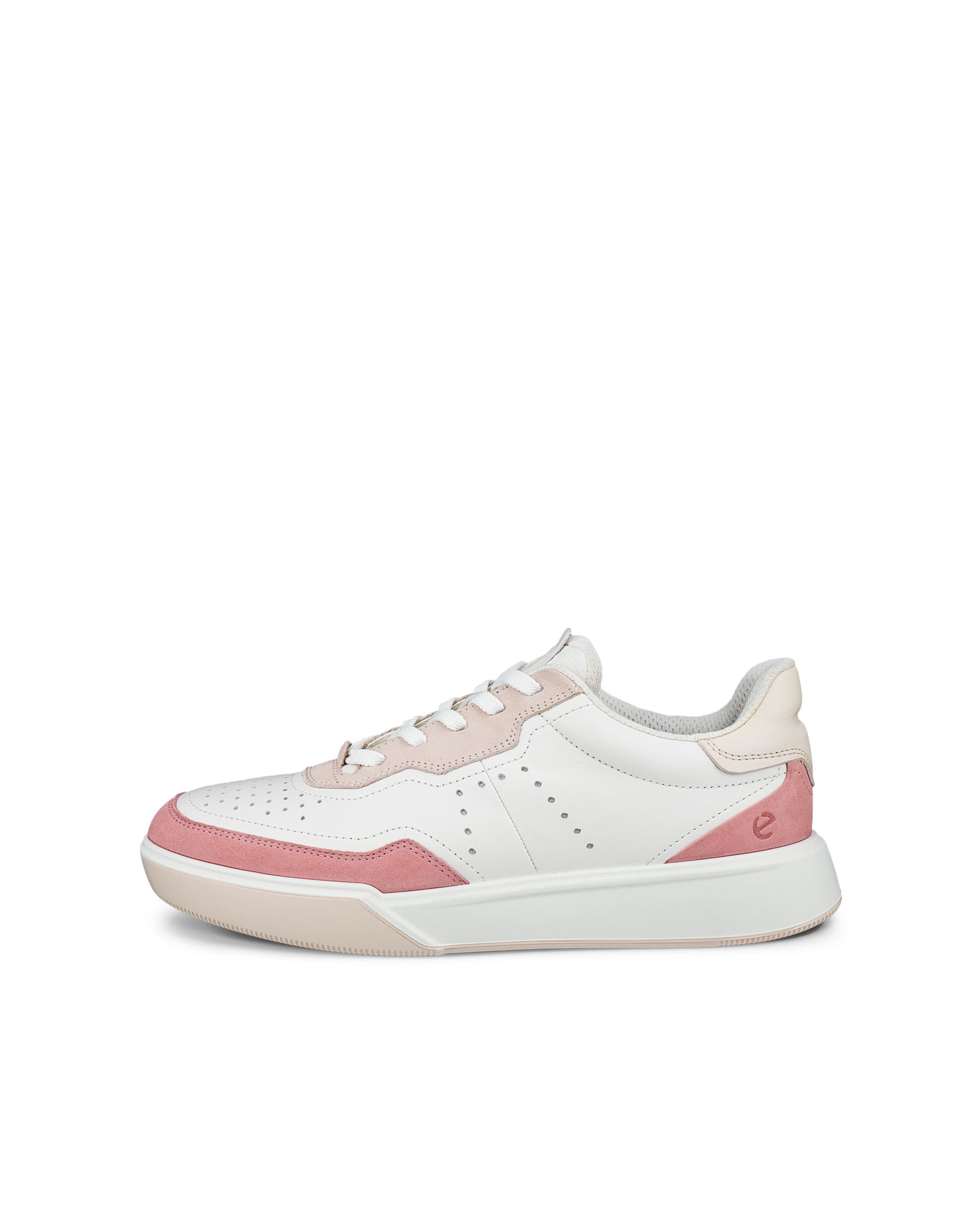 Women's ECCO® Street Court Leather Sneaker - White - Outside