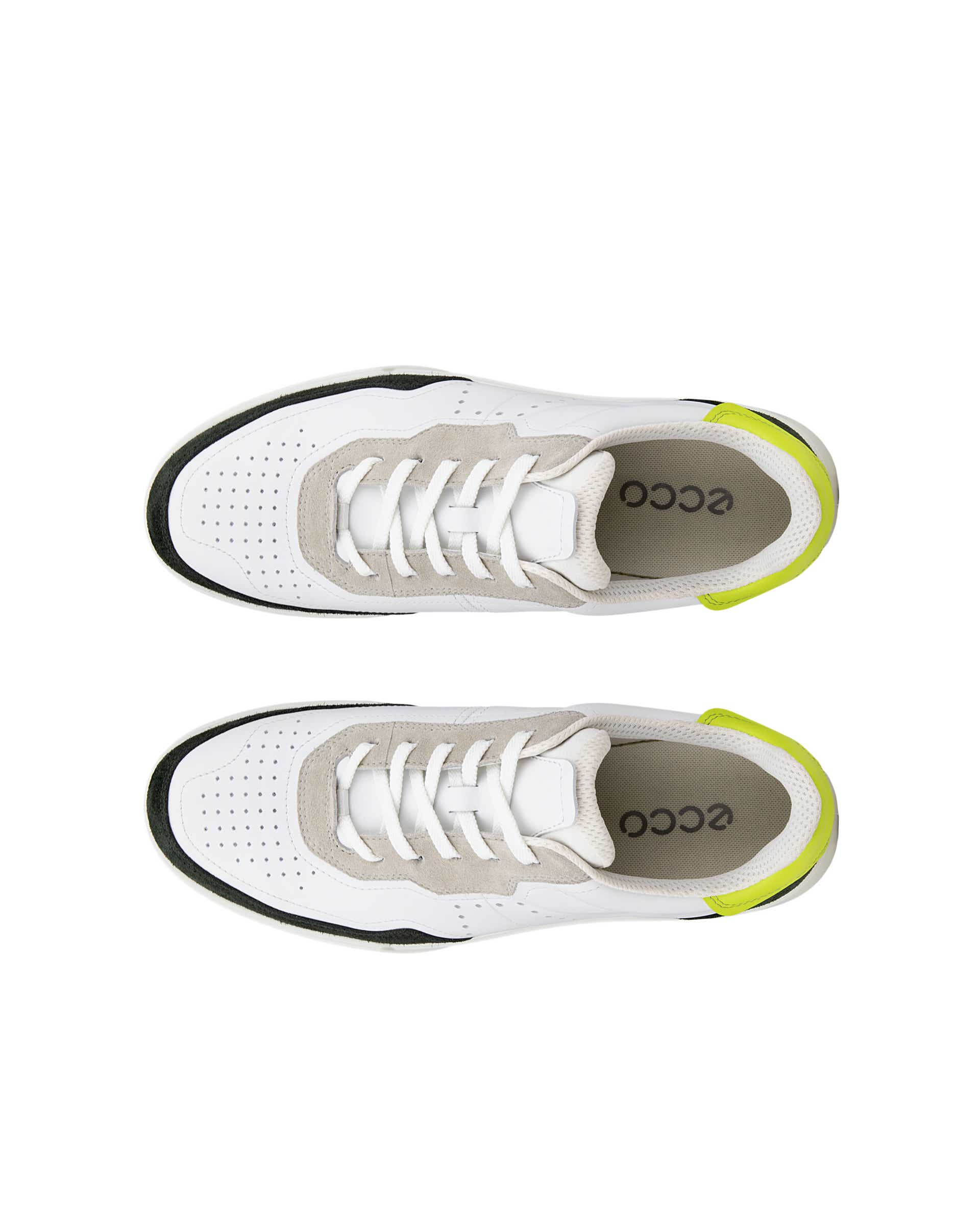ECCO® Street Court Heren leren sneaker - Wit - Top left pair