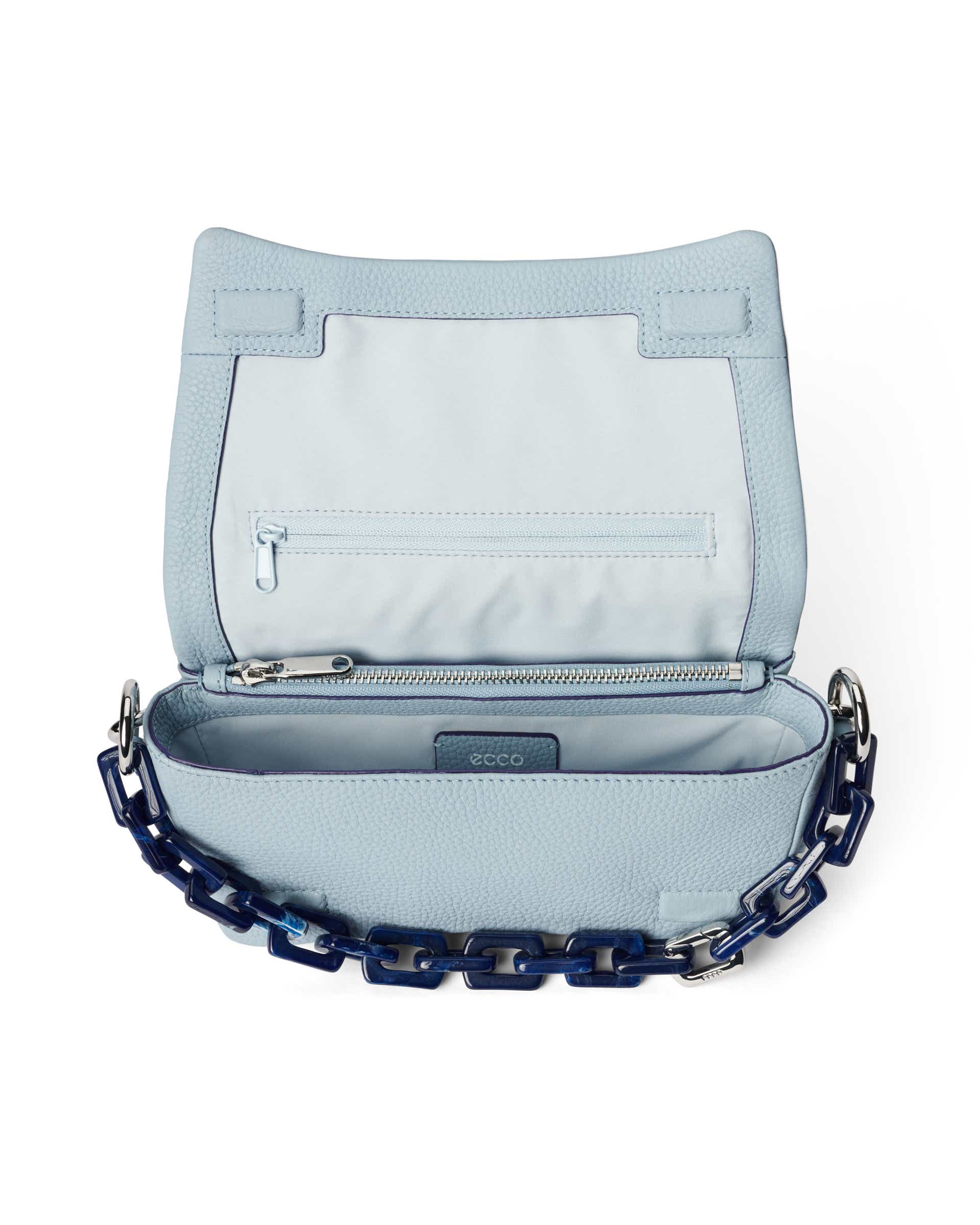 ECCO Pinch Soft Pebbled Chain レザークロスボディバッグ | ブルー