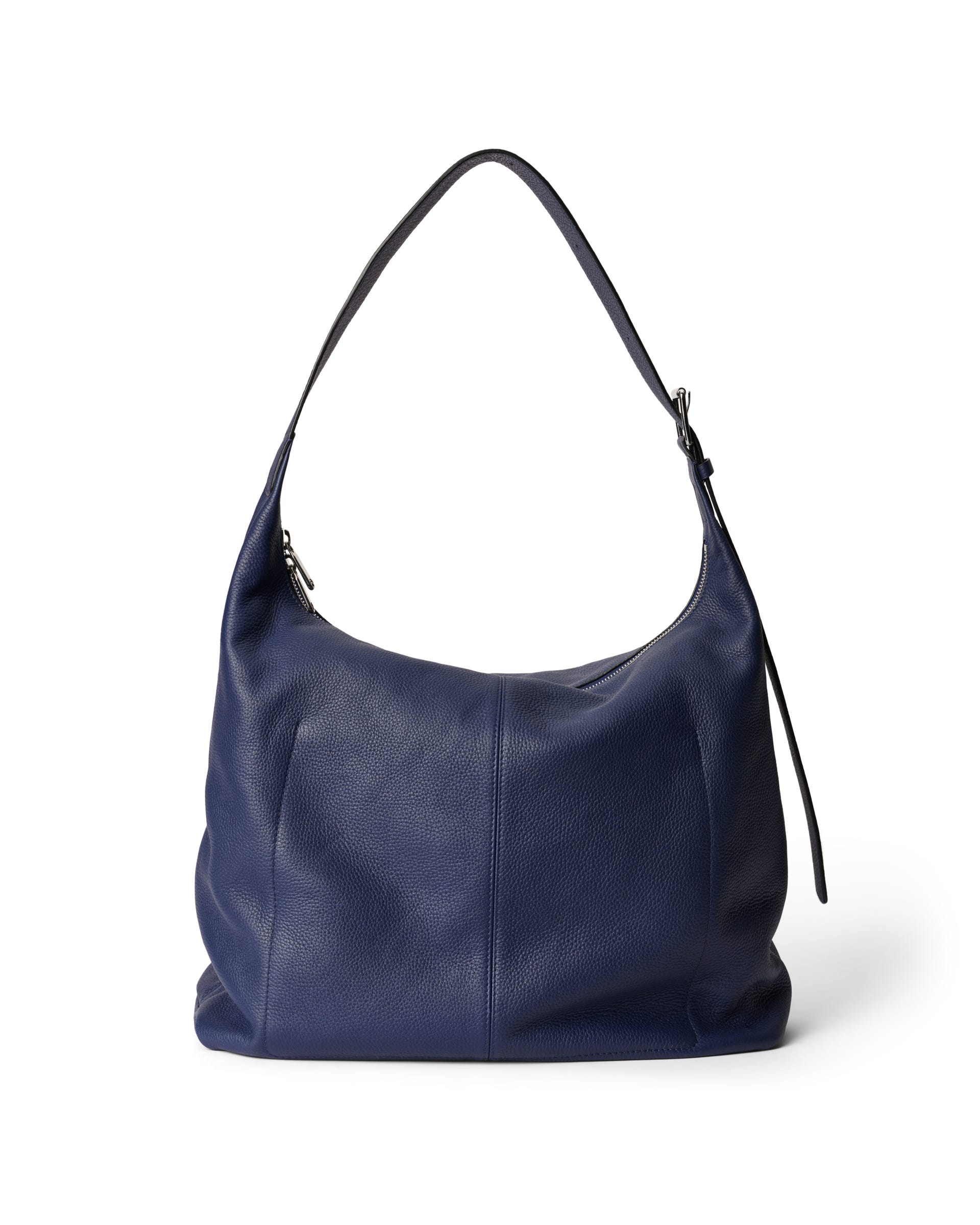 ECCO® Large Soft Pebbled Hobo Leather Shoulder Bag - Blue - Back