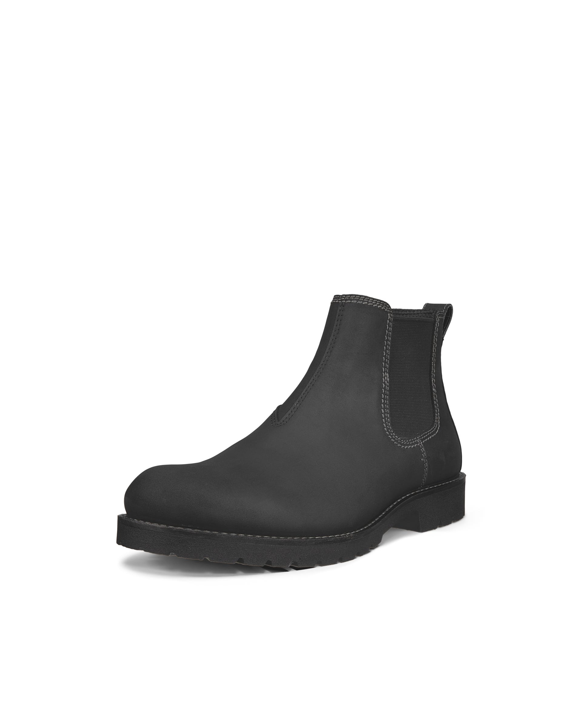 Men's ECCO® CHARLESTOWN Nubuck Chelsea Boot - Black - Outside