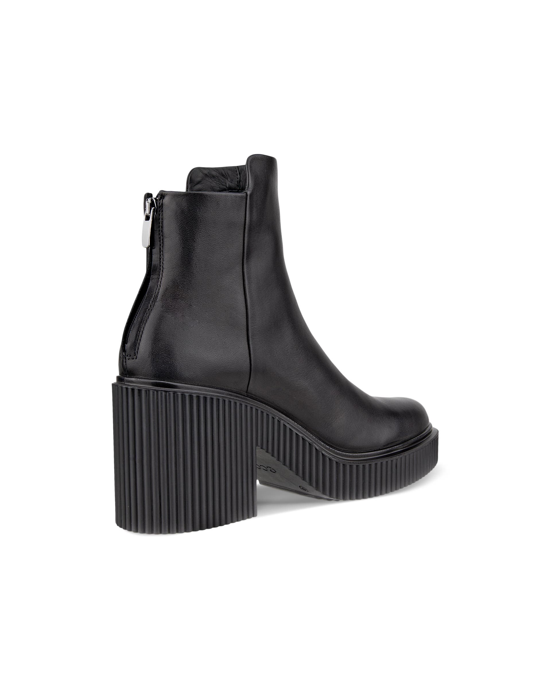 ECCO Fluted Heel ウィメンズ レザーアンクルブーツ - ブラック - Back