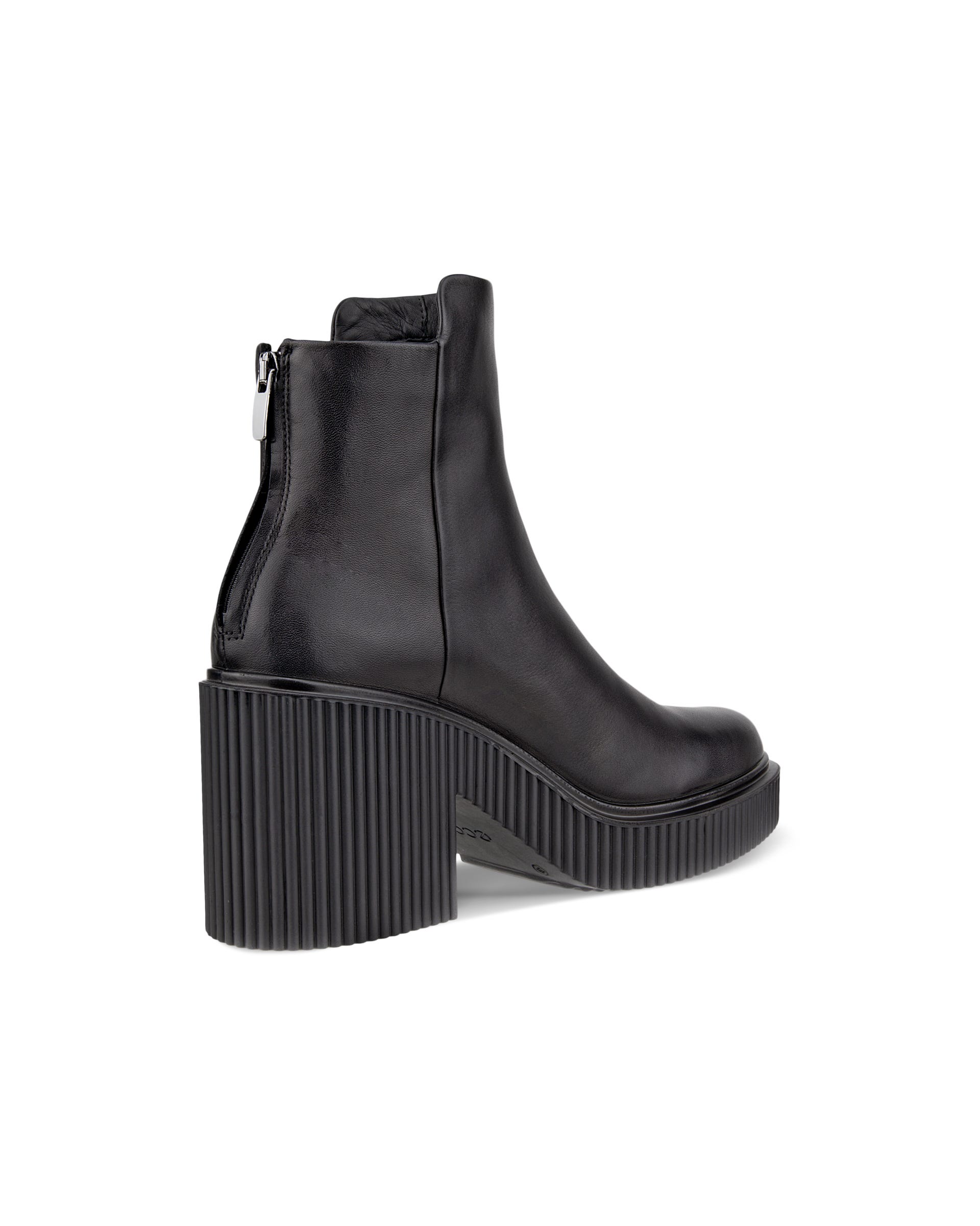 ECCO Fluted Heel ウィメンズ レザーアンクルブーツ - ブラック - Back