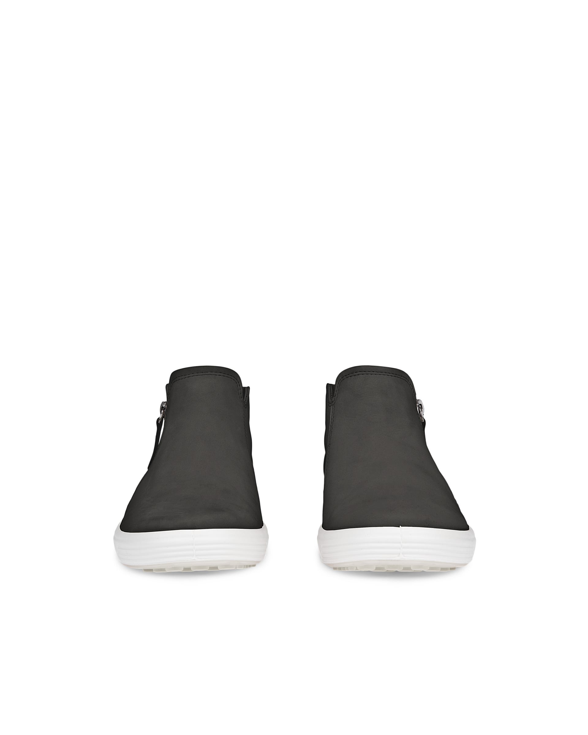 Women's ECCO® Soft 7 Nubuck Zip Bootie - Black - Front pair