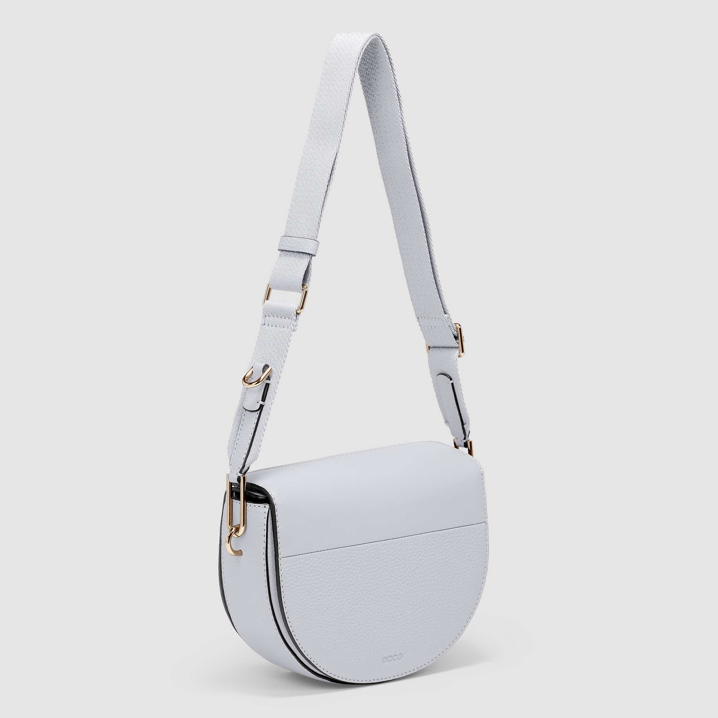 ECCO® Textureblock Leather Saddle Bag - Grey - Main