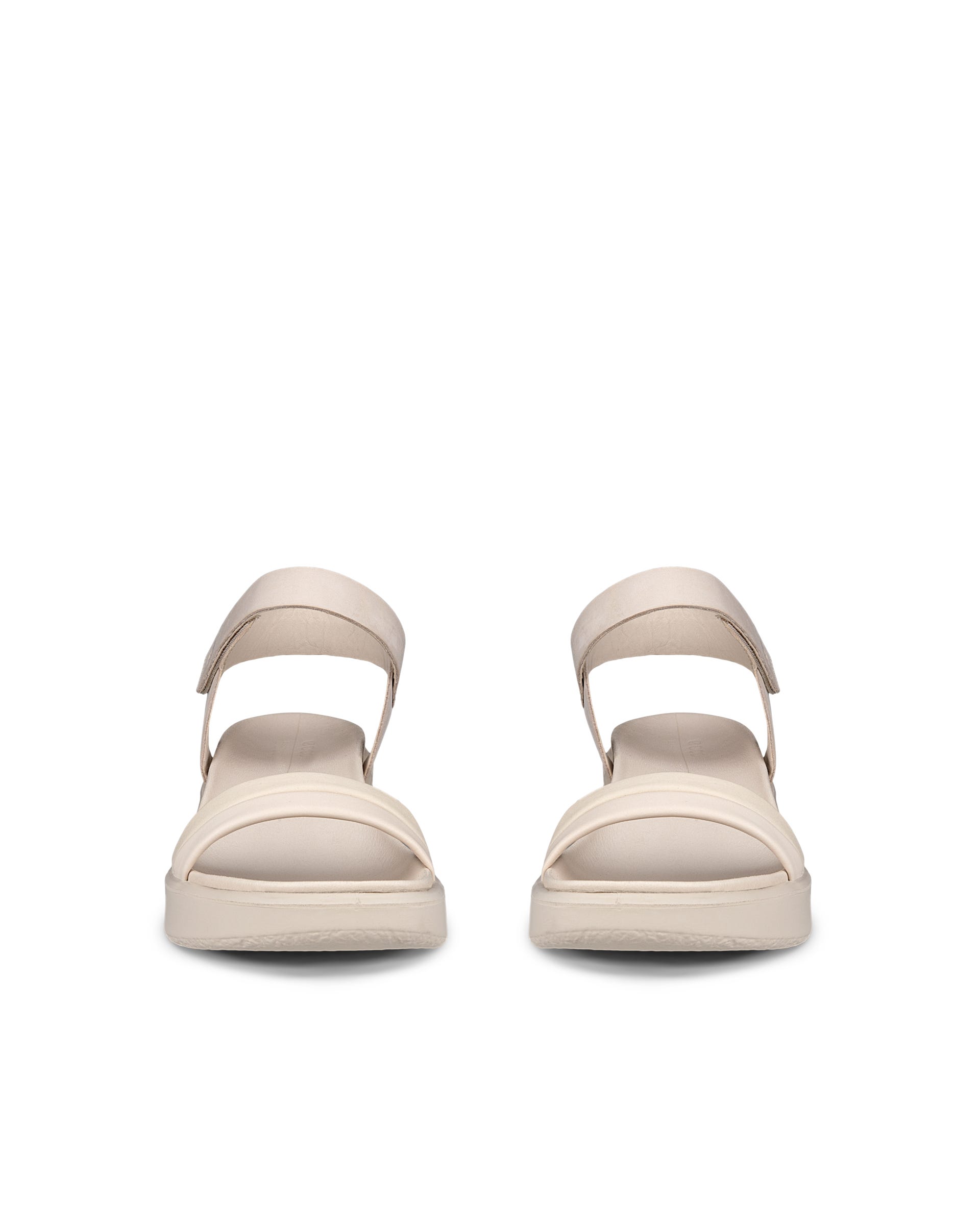 Women's ECCO® Flowt Wedge LX Leather Sandal - Beige - Front pair