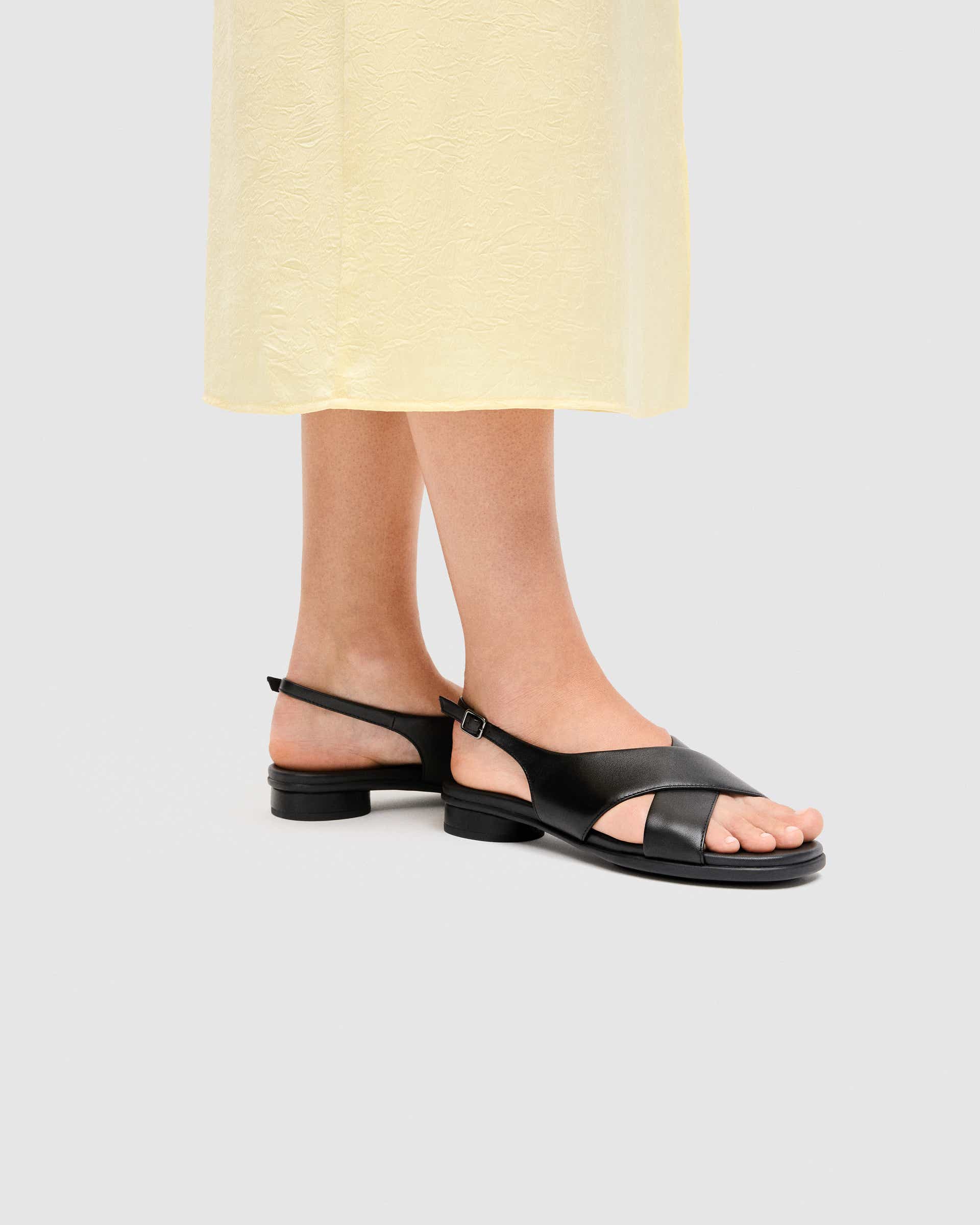 Women's ECCO® Sculpted Alba 25 Leather Heeled Slingback Sandal - Black - Lifestyle image-1