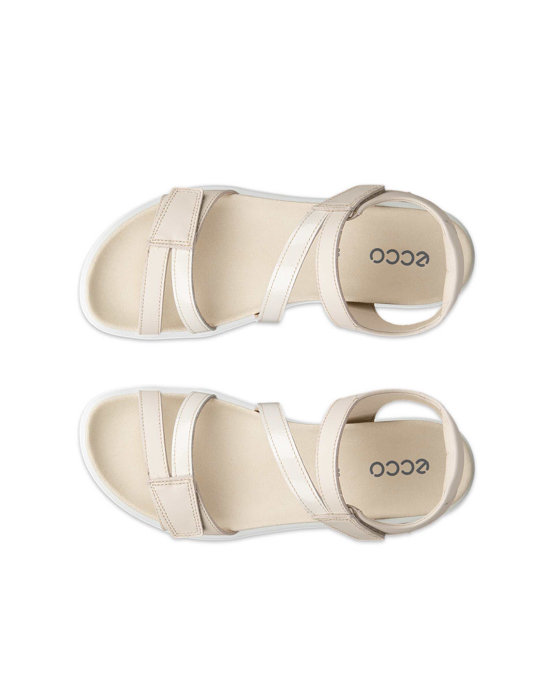 Women's ECCO® Soft Sandal Leather Two Strap Sandal - Beige - Top left pair