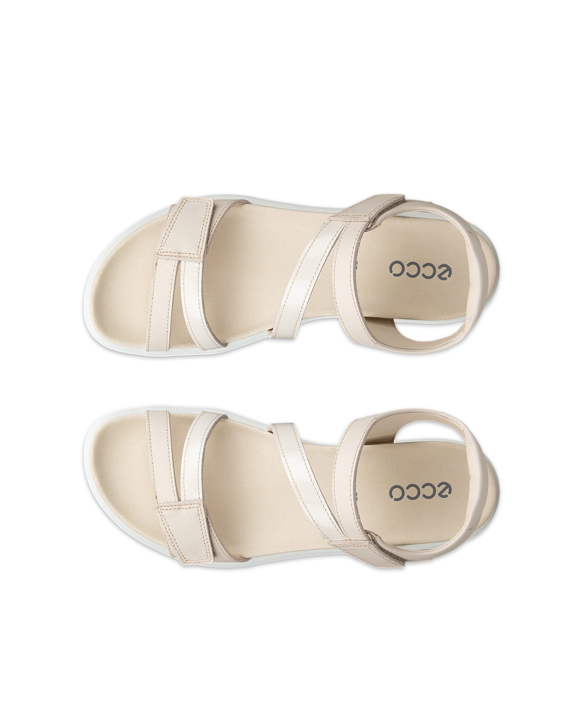 Women's ECCO® Soft Sandal Leather Two Strap Sandal - Beige - Top left pair
