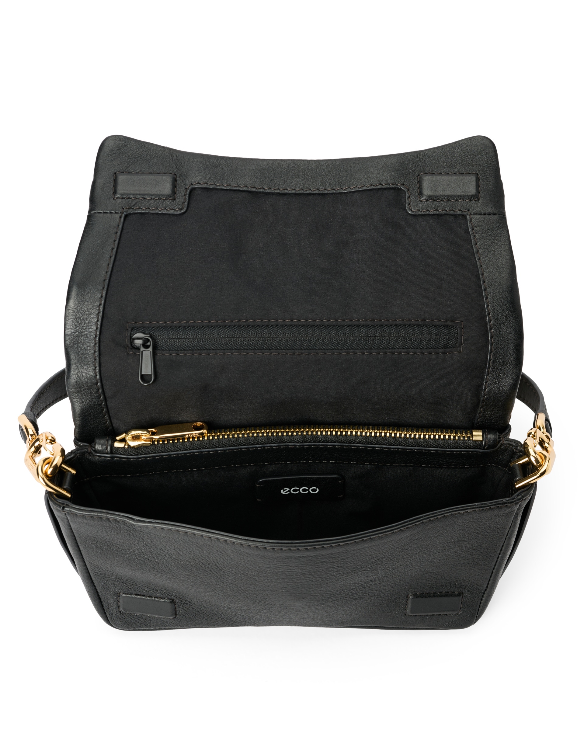 ECCO® Pinch Bag kožna torba preko ramena - Crna - Inside