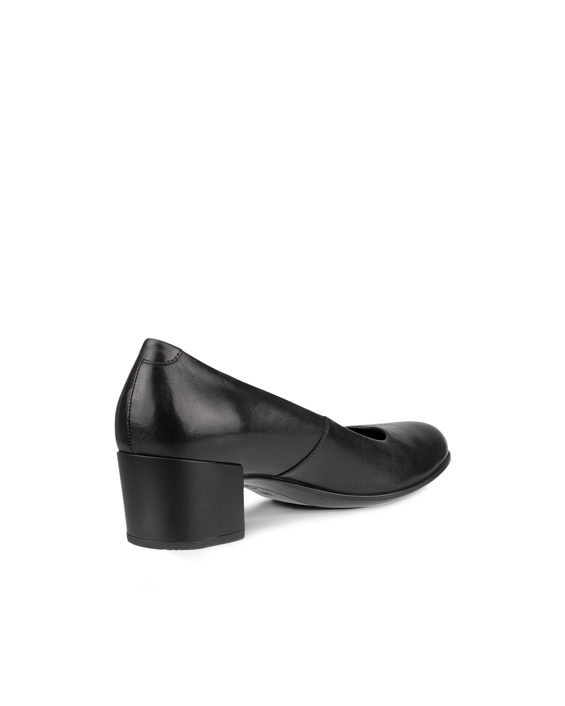 Women's ECCO® Dress Classic 35 Leather Block-Heeled Pump - Black - Back